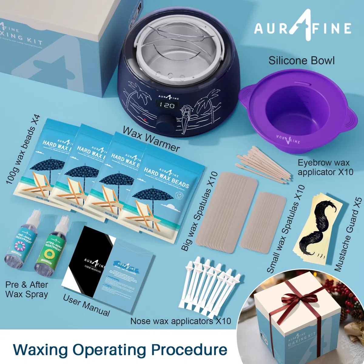 Premium Digital Waxing Kit für Frauen und Männer, Wachserhitzer zu Hause mit Wachsperlen & Silikontopf, Streifenlose Haarentfernung für empfindliche Haut Brasilianischer Bikini, Gesicht,