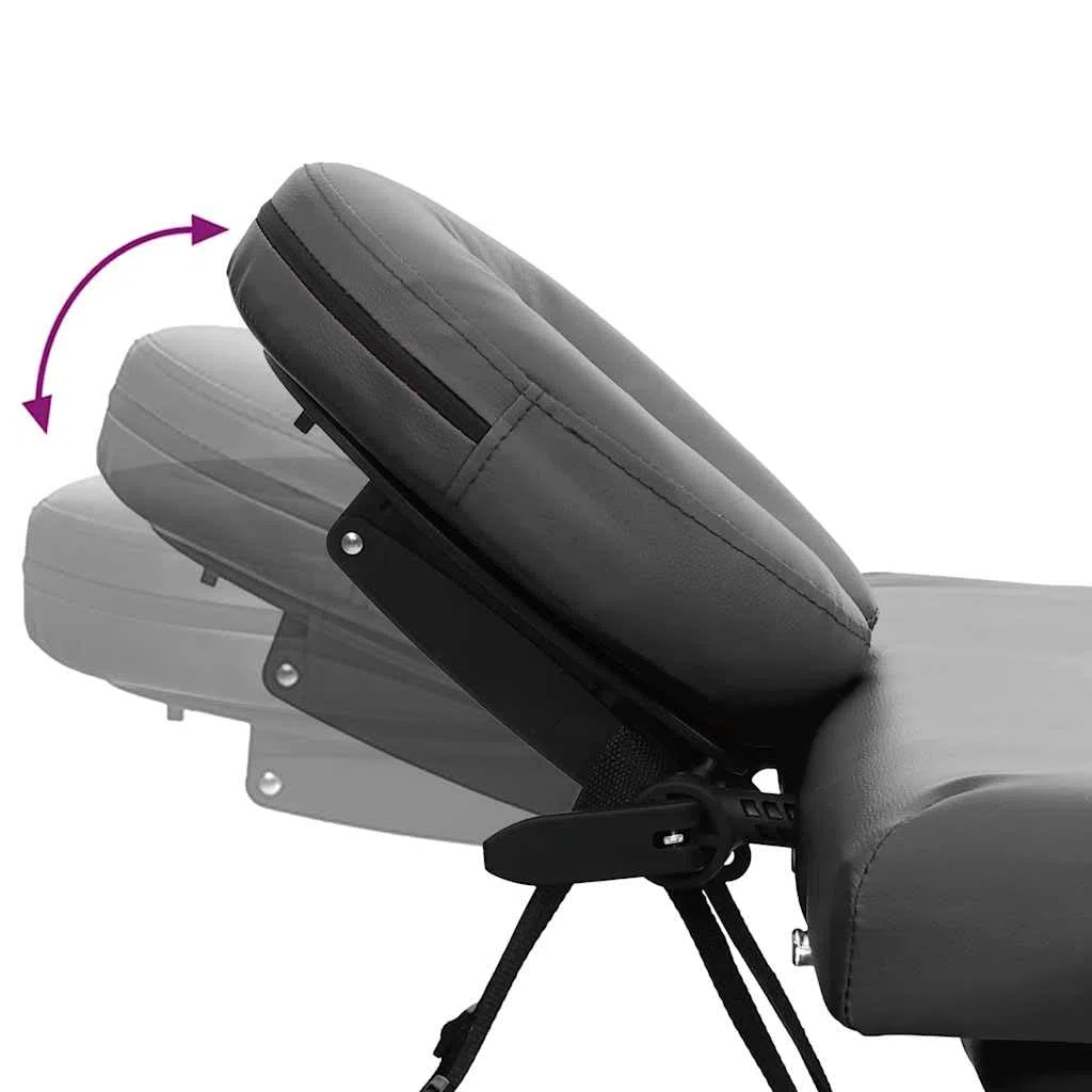 Massagetisch 4 Zonen mit Aluminiumrahmen Anthrazit höhenverstellbar 186×68 cm klappbar, gepolstert, mit Kopfteil, Armauflage und Tragetasche für Praxis, Studio und Wellness