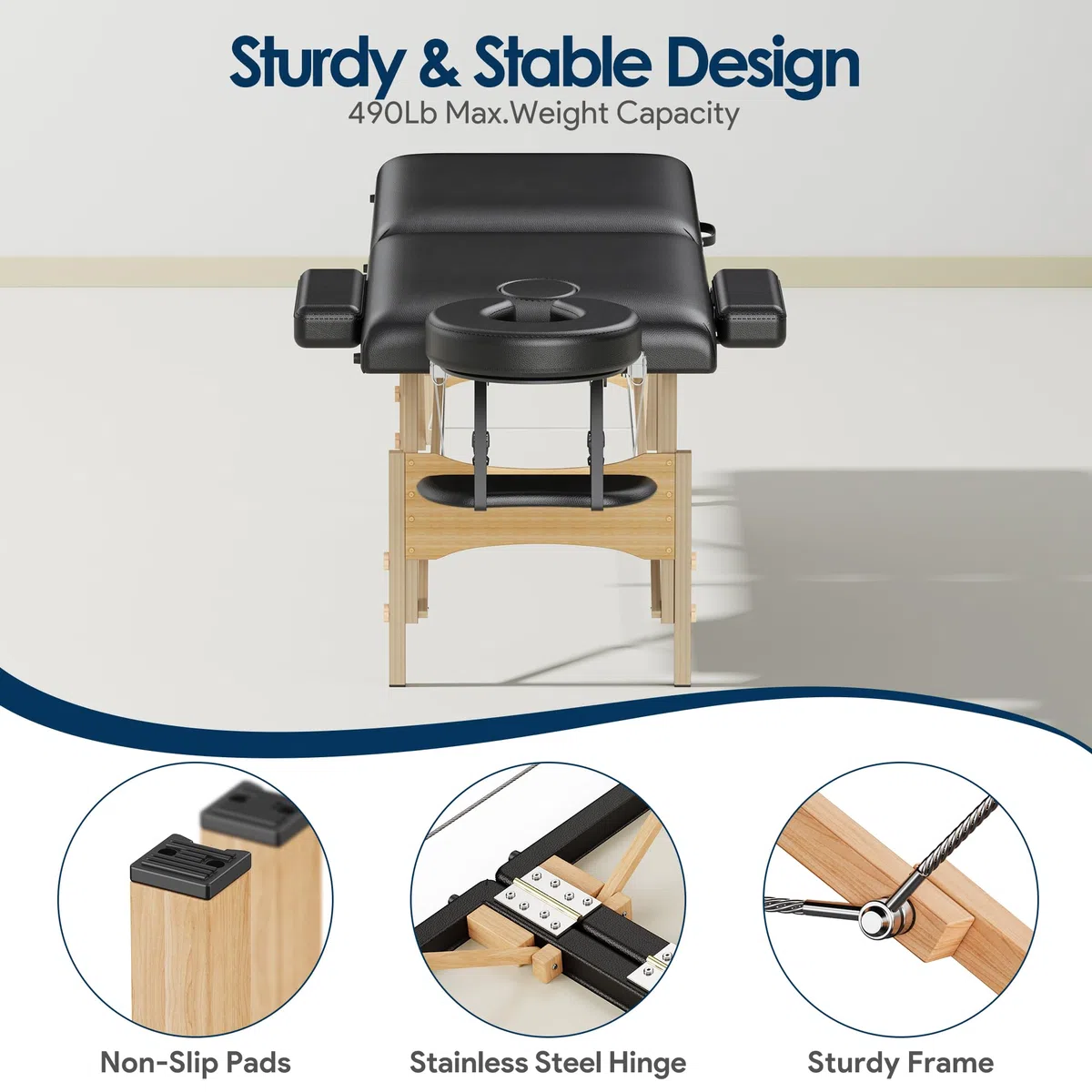 Brelley Mobile Massageliege Klappbar 2 Zone, Höhenverstellbare Professionelle Massagetisch mit Kopfstütze Armlehnen, Für Spa Salon Tattoo Schönheit