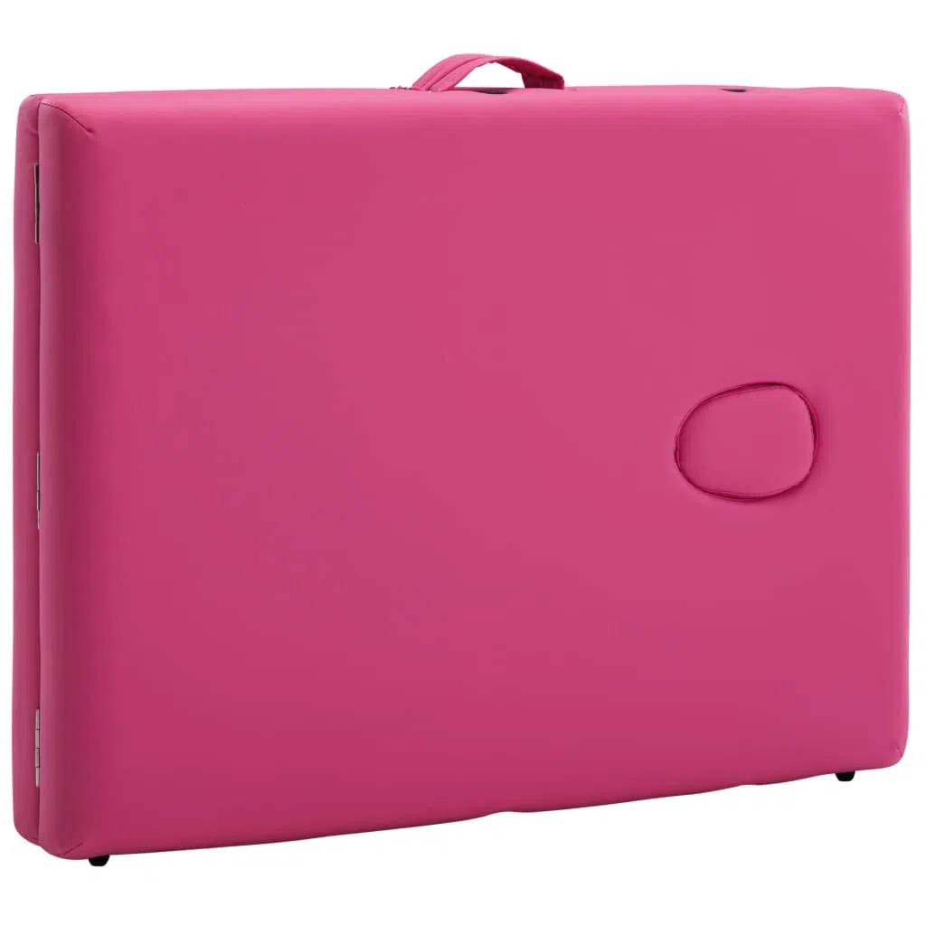 Massageliege klappbar 2-Zonen, Höhenverstellbarer Massagetisch mit Aluminiumgestell, Tragbare Kosmetikliege inkl. Tragetasche, Rosa