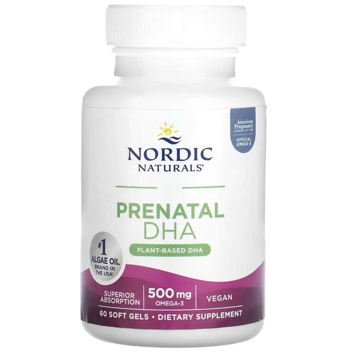 Nordic Naturals, Prenatal DHA, 60 vegane Softgels, 500mg DHA je Dosis, Glutenfrei, Sojafrei, GMO frei, Geschmacksneutral