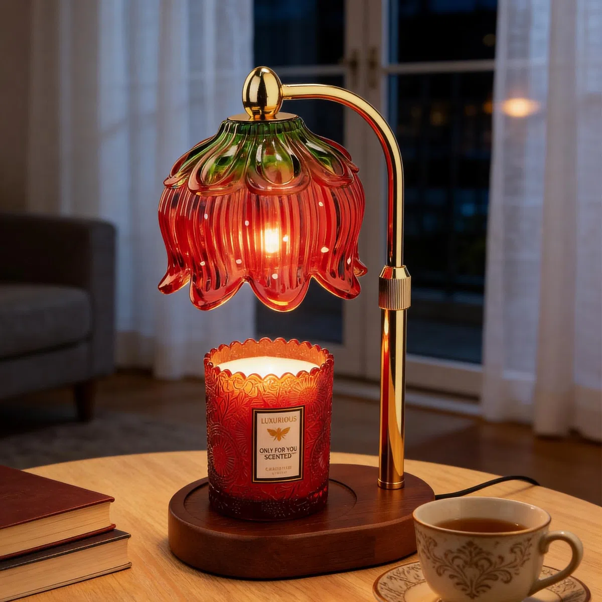 Kerzenwärmerlampe mit Timer und Dimmer – Elektrischer Wachsschmelzer für Duftkerzen mit 2 Glühbirnen Das ultimative Geschenk zu Weihnachten, zum Muttertag (Strawberry)