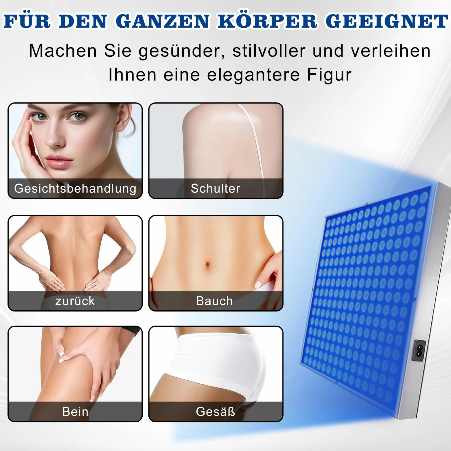 Bräunungslicht Solarium Portable Tanning Lamp für Home Gesichtsbräunung Tageslicht für Gesicht und Körper für zu Hause with Adjustable Stand and Hanging Hooks (Blau)