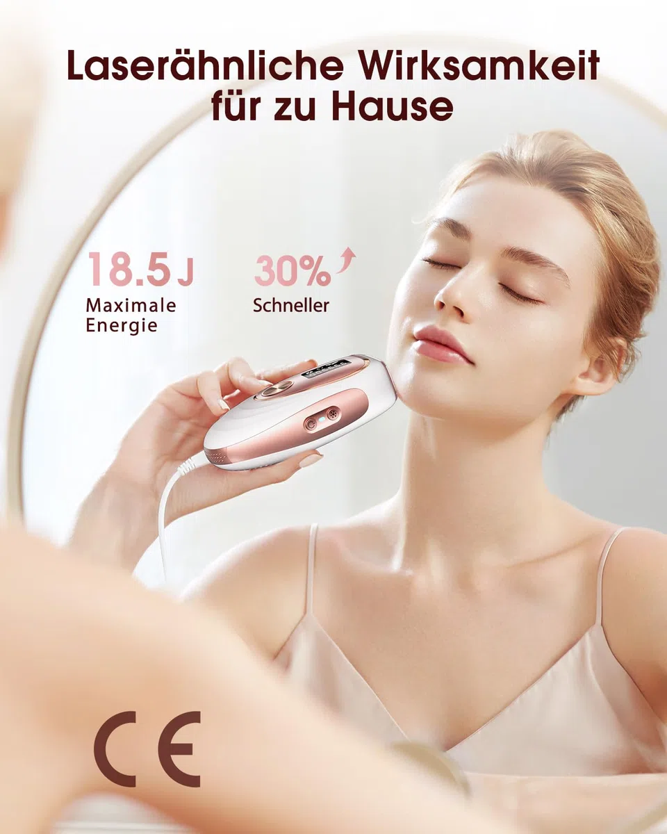 Haarlosy IPL Geräte Haarentfernung mit Kühlfunktion, 999,900 Lichtimpulse, 5 Energiestufen Schmerzfreie IPL Haarentfernung Laser Hair Removal für Frauen, Männer, Intimbereich, Körper und Beine - Rose