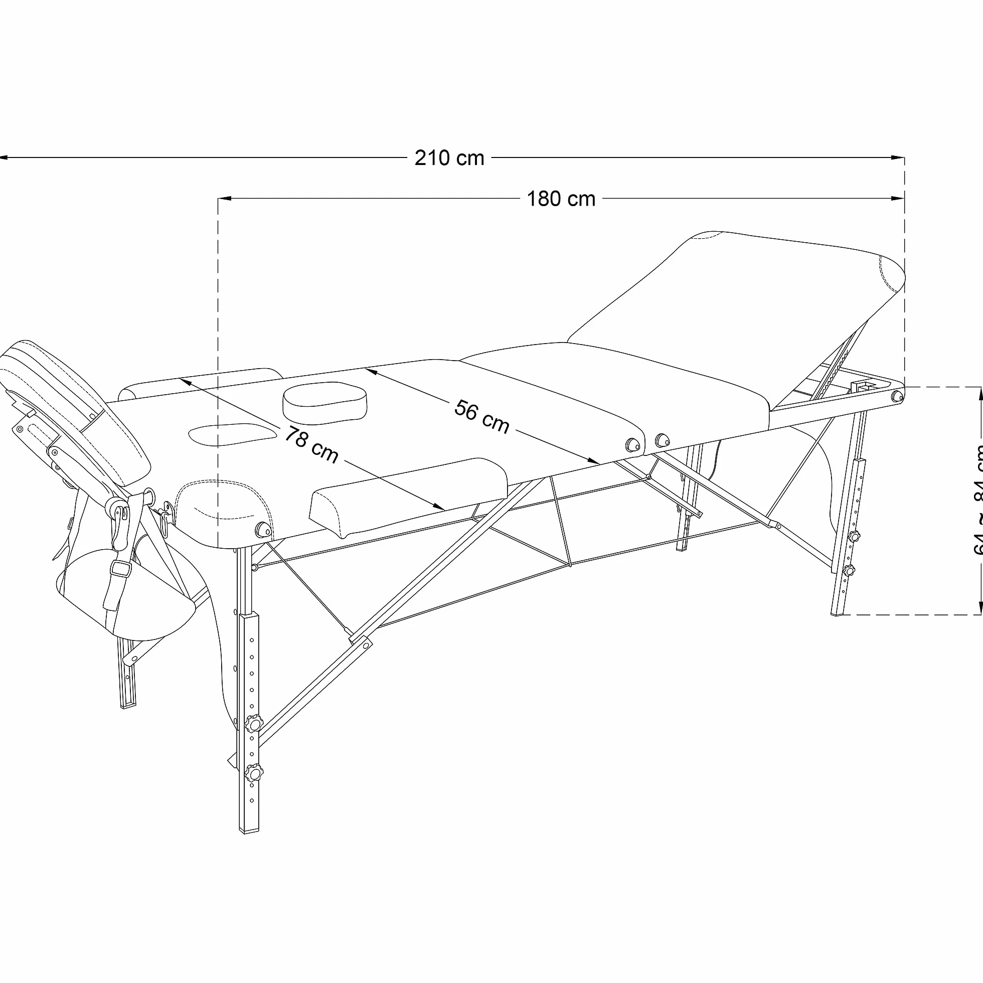 Beltom® Mobile Massagetisch Massageliege 3 zonen 180 x 56 cm. - Licht 13,2 kg mit Zubehör 15,5 kg - massagebed massageleuning Massagebank 3 Zones klappbar Kosmetikliege +TA. - Schwarz