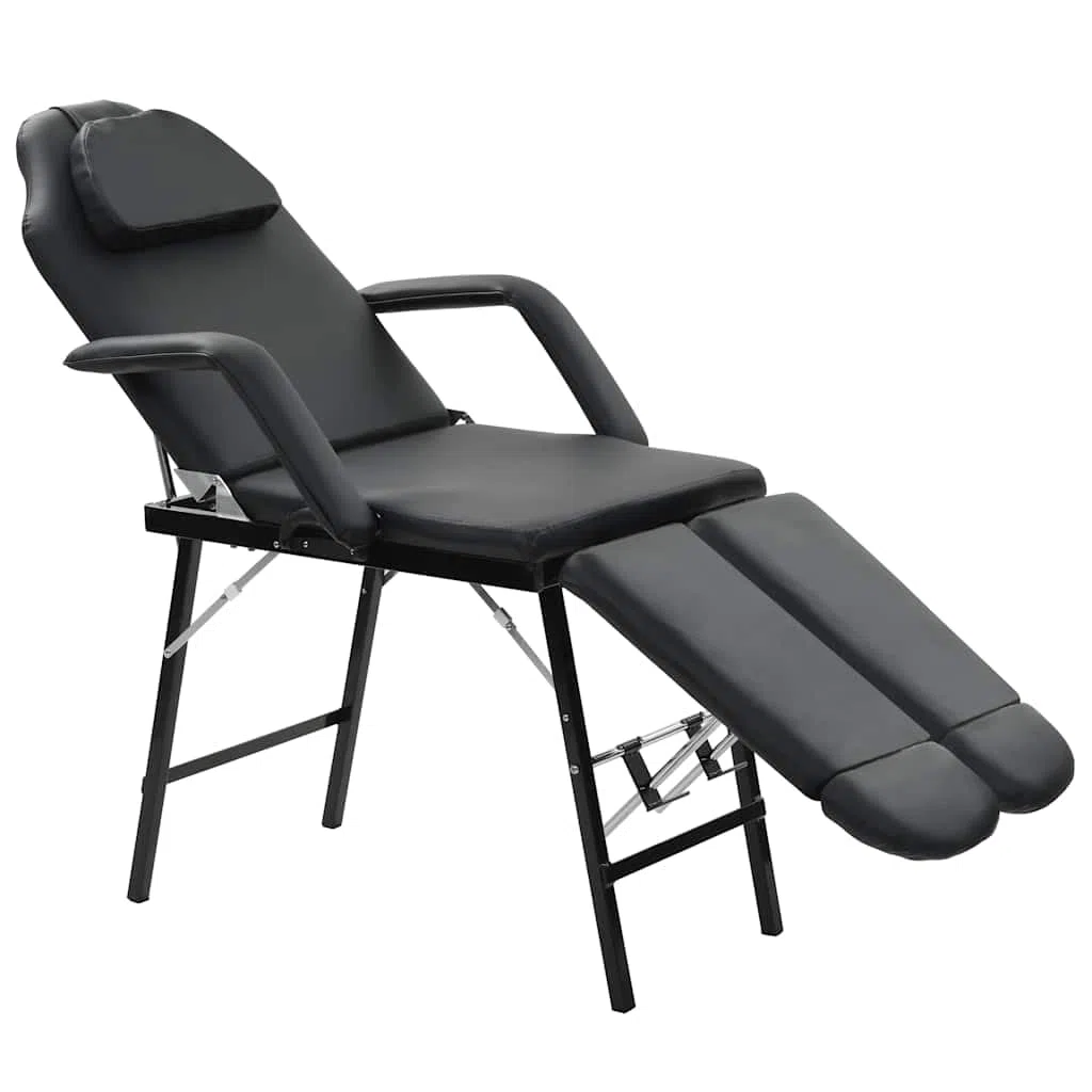 vidaXL Kosmetikliege Tragbar Kunstleder Schwarz Kosmetikstuhl Massageliege