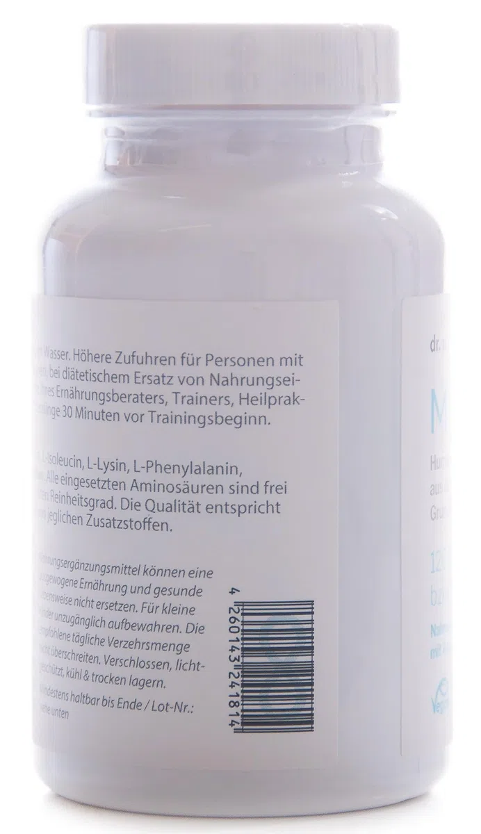 dr.reinwald MyAMINO – 8 essentielle Aminosäuren als Grundbaustein des Eiweiß-Stoffwechsels – Mit dem höchsten Proteinnährwert weltweit – 100% pflanzlich – 120 Presslinge