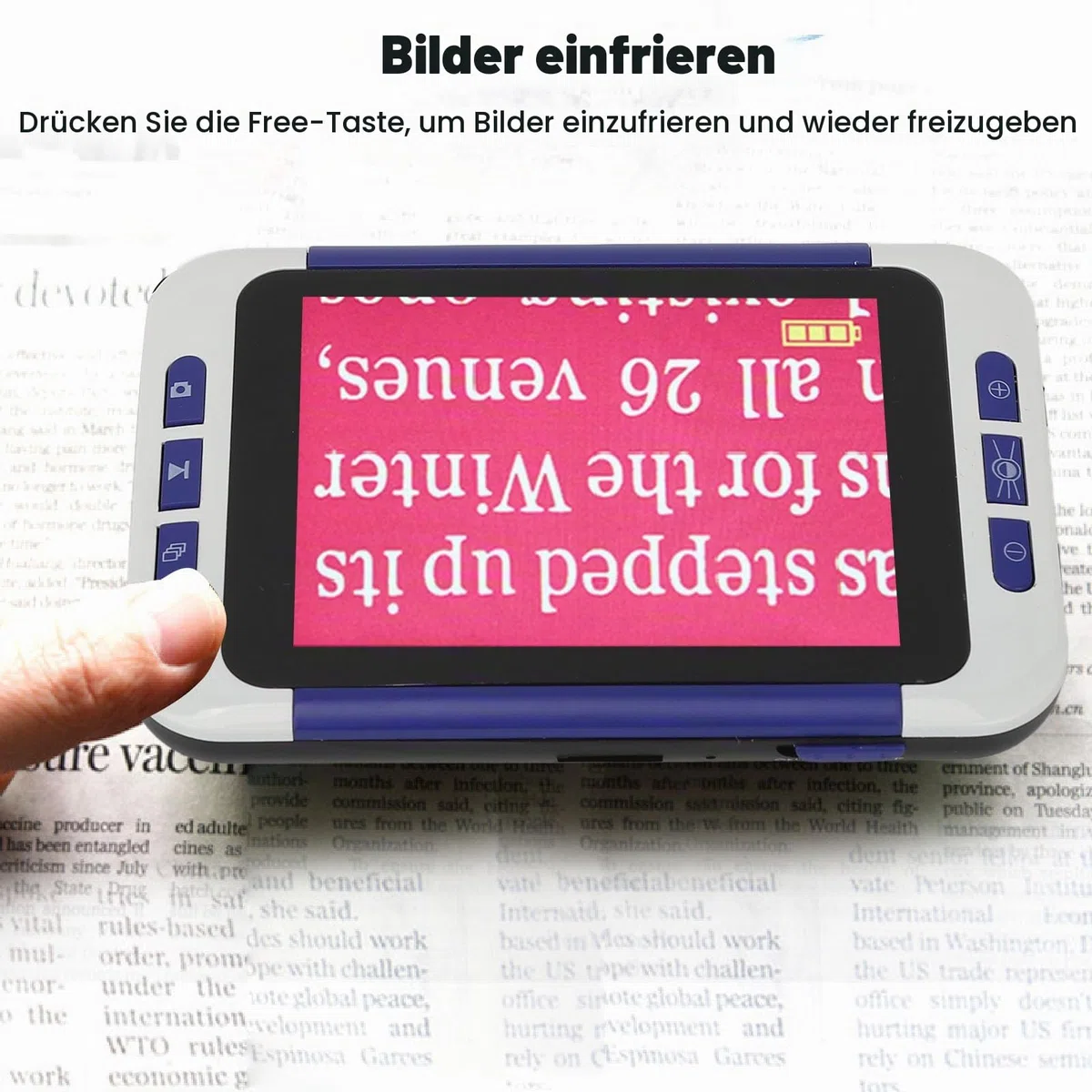 Tragbare Digitale Lupe, 2-32fache Vergrößerung Elektronische Lesehilfe für Fern-Nahsicht Handliche Video-Lupe 26 Farbmodi Bildschirmlupe für Sehbehinderte, Kinder, Senioren
