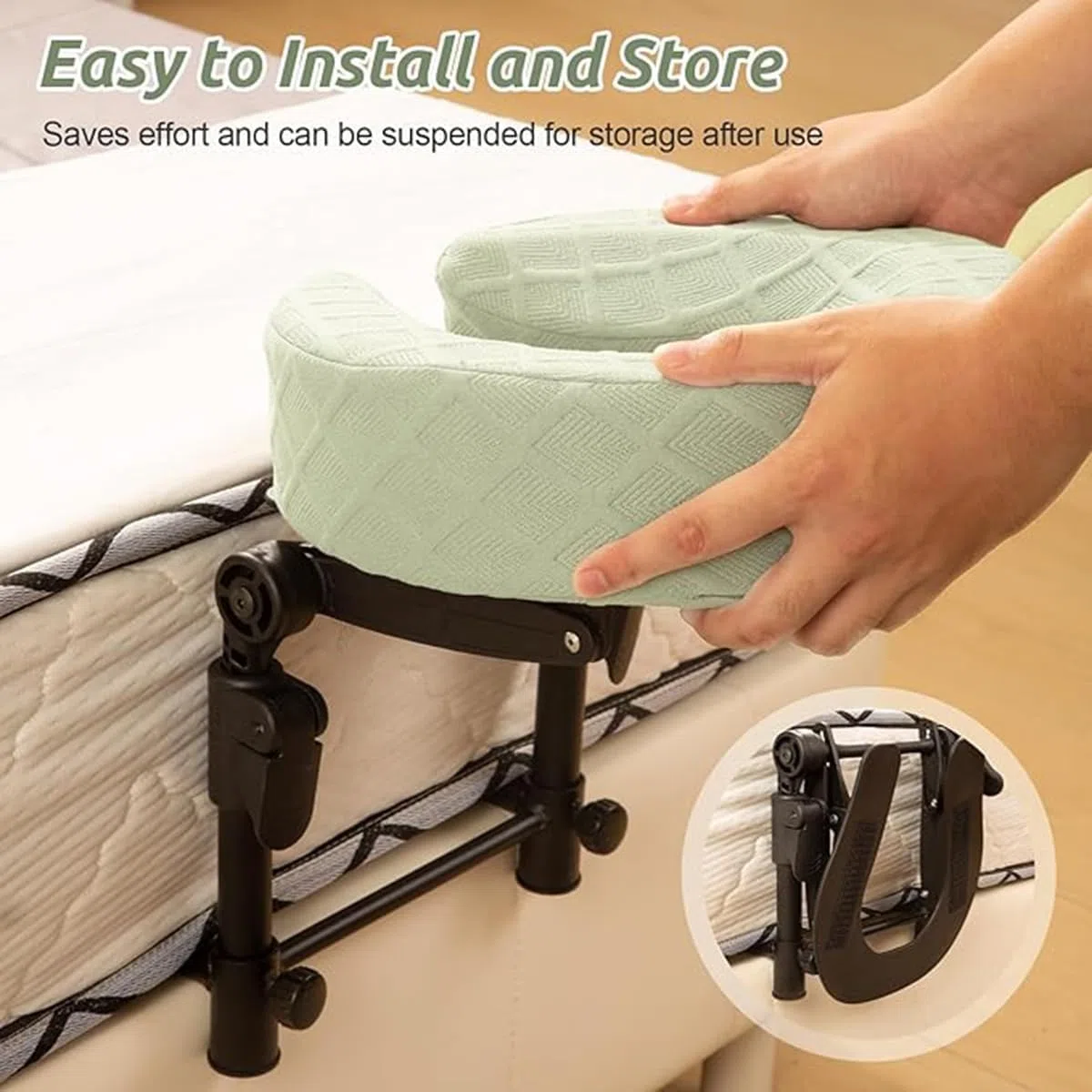 Massage-Kopfstütze für Bett Gesichtsauflage Massagematratze Kopfstützen-Set nach Augenoperationen Stützkissen und Kissenhalter(1 Set,Green)