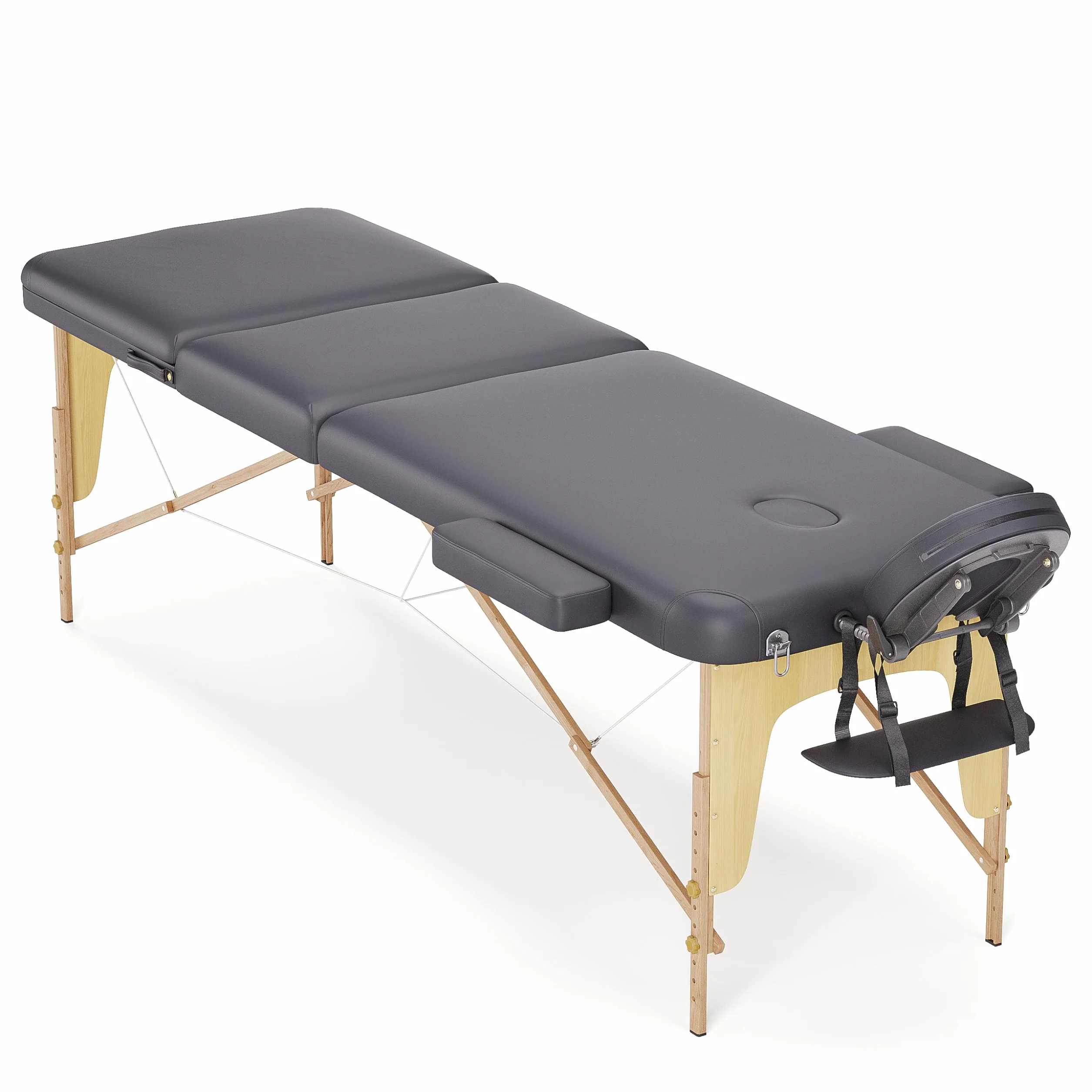 Beltom® Mobile Massagetisch Massageliege 3 zonen 180 x 56 cm. - Licht 13,2 kg mit Zubehör 15,5 kg - massagebed massageleuning Massagebank 3 Zones klappbar Kosmetikliege +TA. - Schwarz