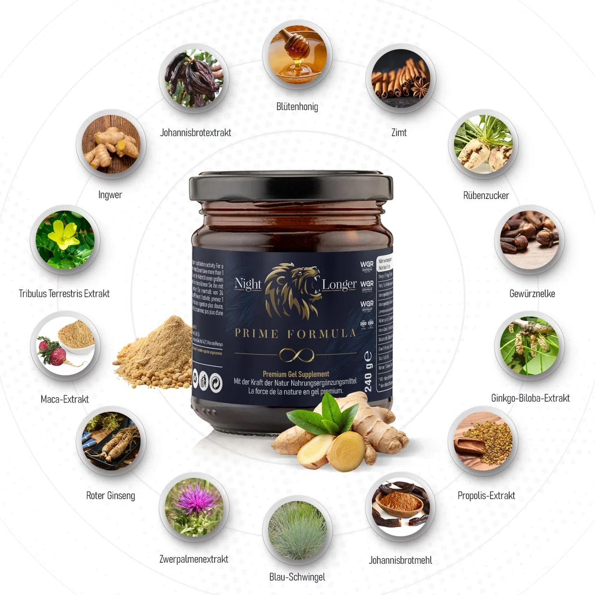 Prime Formula Gel, 240gr Sofortwirkung, Extra Stark für aktive Männer, Ginseng & Tribulus Terrestris - 2 Stück