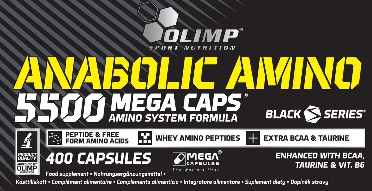 OLIMP - Anabolic Amino 5500 Mega Caps (400 capsules) .High-quality dietary supplement with a large amount of the most important amino acids and proteins