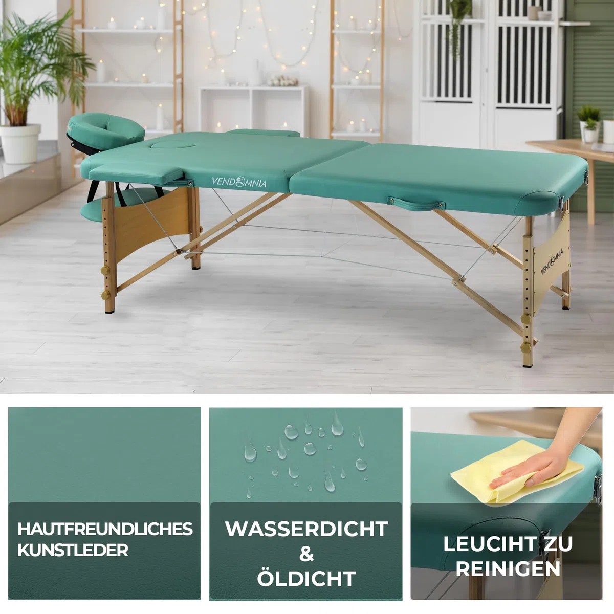 VENDOMNIA Mobile Massageliege - Aluminium mit 3 Zonen höhenverstellbar inkl. hochwertiger Kopfstütze Tasche Armlehnen - Farbwahl Klappbar, Massagetisch Massagebett Massagebank Behandlungsliege