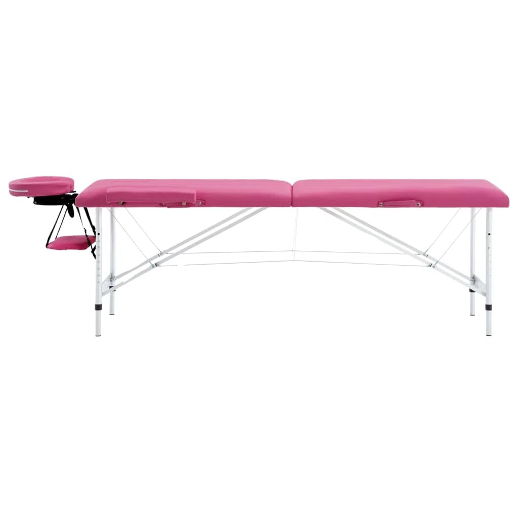 Massageliege klappbar 2-Zonen, Höhenverstellbarer Massagetisch mit Aluminiumgestell, Tragbare Kosmetikliege inkl. Tragetasche, Rosa
