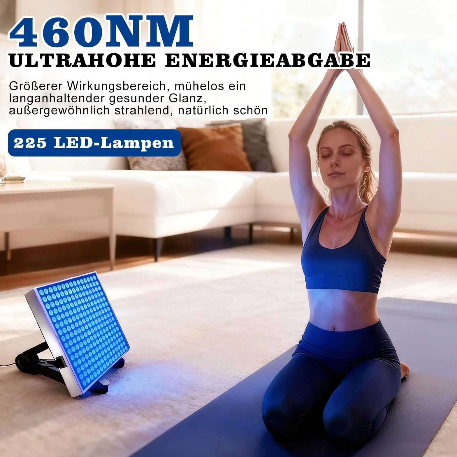 Bräunungslicht Solarium Portable Tanning Lamp für Home Gesichtsbräunung Tageslicht für Gesicht und Körper für zu Hause with Adjustable Stand and Hanging Hooks (Blau)