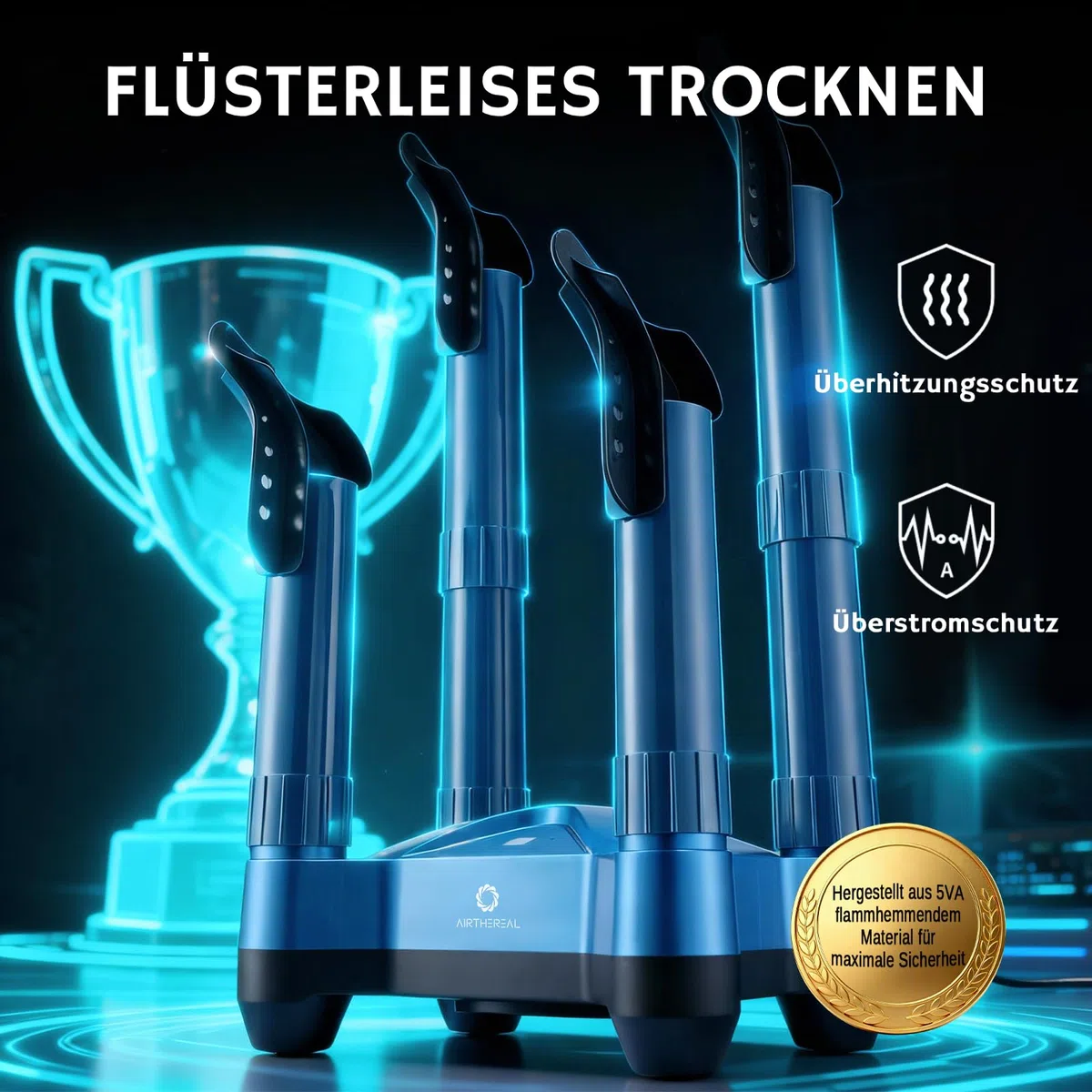 AIRTHEREAL SD20 Schuhtrockner & Schuhdeo – Elektrischer Schuhtrockner mit Ozon-Desinfektion, Heizgebläse, Schnelltrocknung & einstellbarem Timer, geeignet für Arbeitsstiefel, Skistiefel & Sneaker