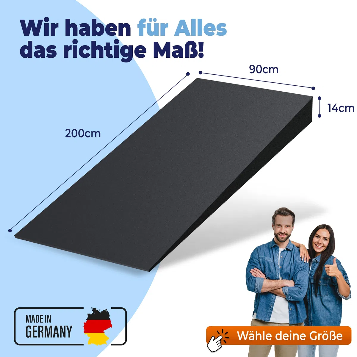 saarschaum • Keilkissen-Matratzenkeil • Orthopädische Keilmatratze zur Bettneigung • Erhöhungskeil für gesündere Schlafposition • Schräg schlafen • 90x200cm FSA 2750