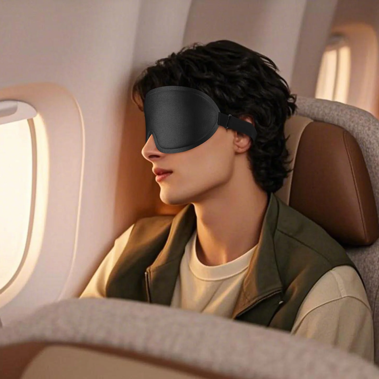 Oumida 3D Schlafmaske für Seitenschläfer, Verstellbares Gummiband, lichtblockierend und Atmungsaktiv, Augenmaske für Männer Frauen, für Reisen, Büro, Yoga (Schwarz)