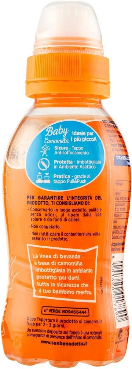 48x San Benedetto Baby Camomilla Mandarancio,Kamille mit Mandarine Geschmack,Kohlensäurefreies Getränk in Natürlichem Mineralwasser Pull-Push, 25cl + Italian Gourmet Polpa di Pomodoro 400g Dose