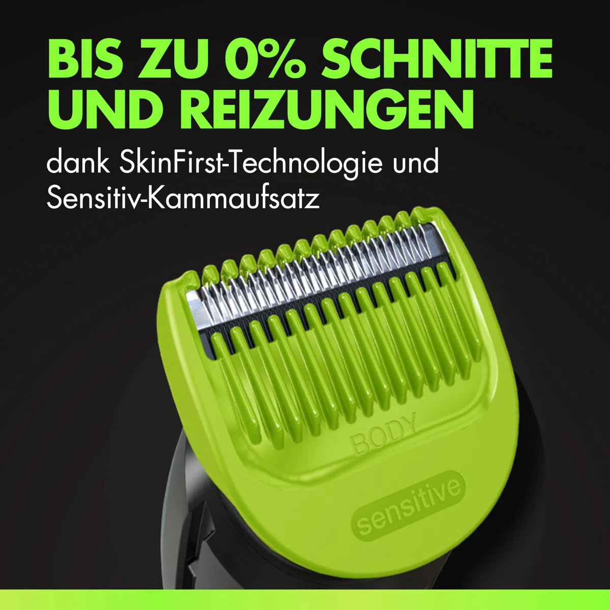 GilletteLabs i5 Body + Intimate Trimmer Herren mit SkinFirst-Technologie — Intimrasierer Mann für Körper & Intimbereich, Wasserdichte — Schwarz/Grün