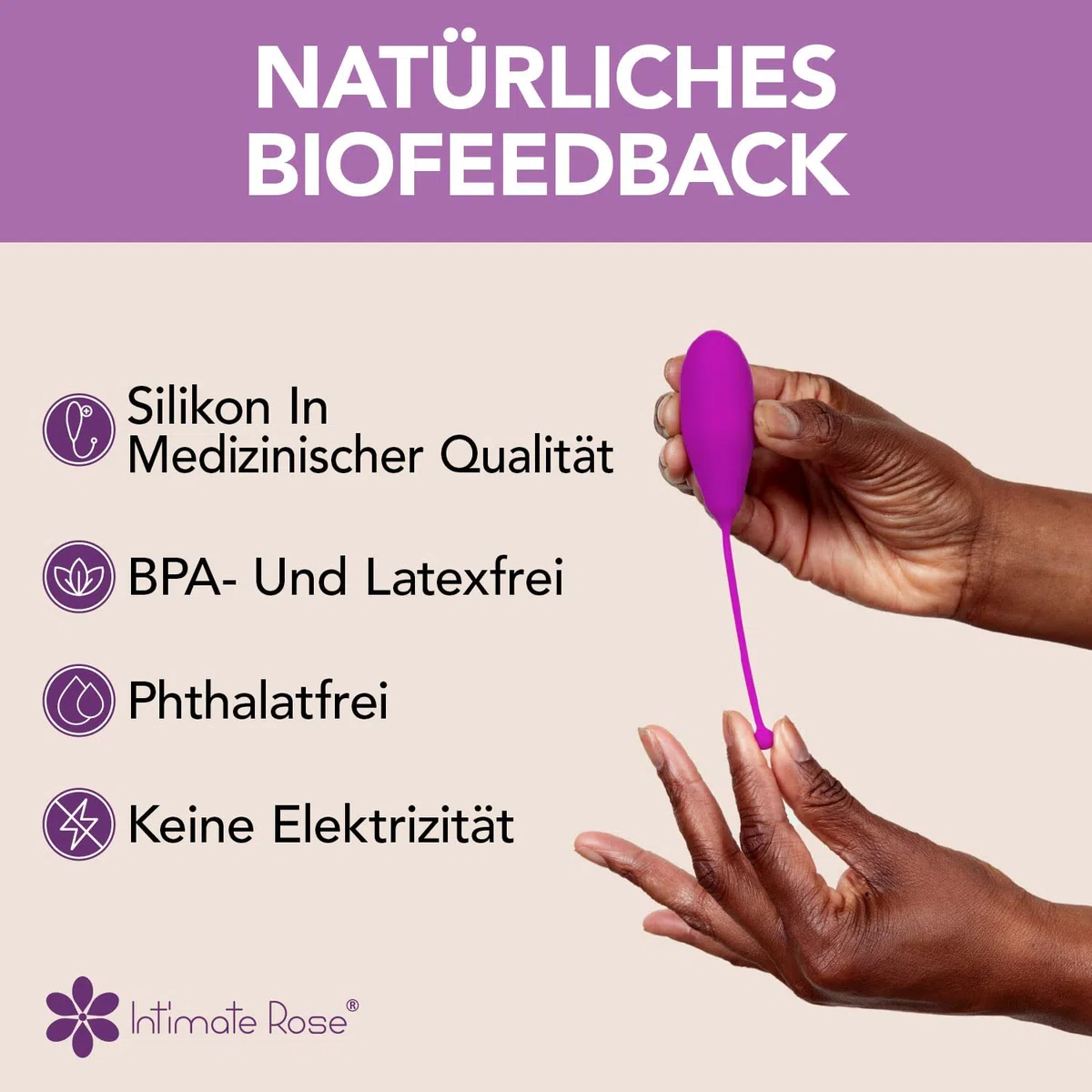 Intimate Rose Beckenbodentrainer für Frauen – 6 Liebeskugeln aus Medizinischem Silikon | Beckenboden-Trainingsgerät mit Vaginalkonen