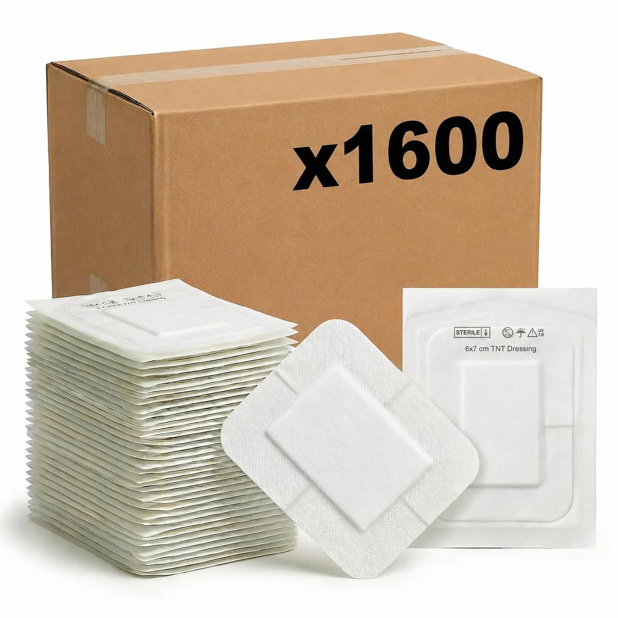 KMINA Wundverband steril 6 x 7 cm, hypoallergenes Wundpflaster (1600 Stk) | Vliesstoff TNT mit zentralem Saugkissen, Latexfrei, Für empfindliche Haut, 32 Schachteln à 50, Klinischer Bedarf