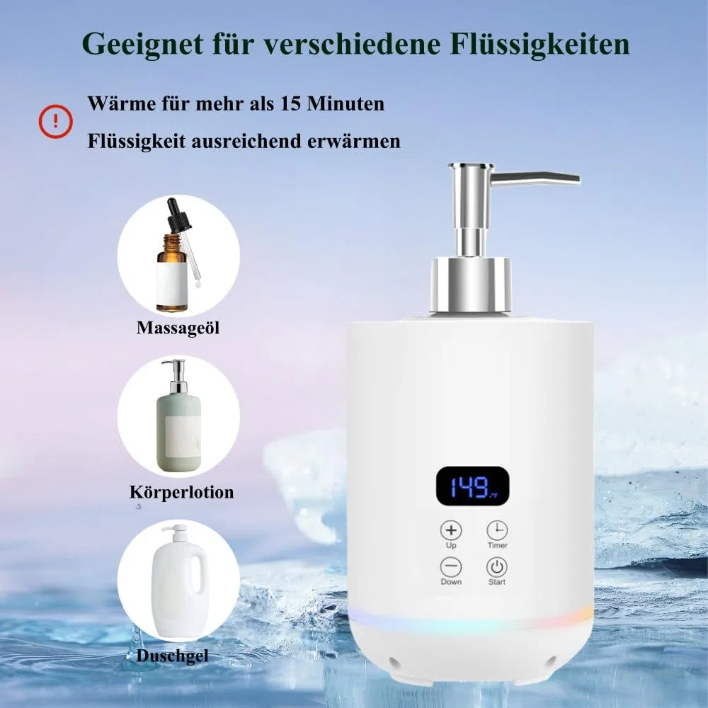 Massageöl-Wärmer mit zwei Ölflaschenverteilern für Spa Flaschen Spender und Lotion Wärmer LED Anzeige Gel Flaschenwärmer Heizung für Salon Flaschenwärmer (Weiß)