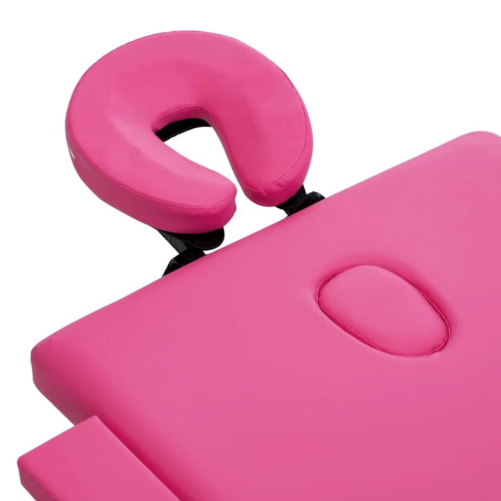 Massageliege klappbar 2-Zonen, Höhenverstellbarer Massagetisch mit Aluminiumgestell, Tragbare Kosmetikliege inkl. Tragetasche, Rosa