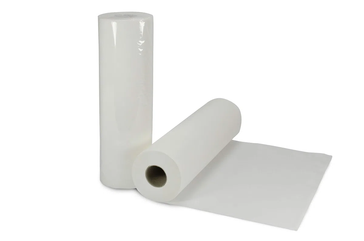 Ärztekrepp 2-lagig | 9 Rollen | Größe 59cm x 50m | hochwertig weiße Liegenabdeckung | doppelschichtige perforierte Papierrolle | Ideal für Krankenhäuser, Praxen, Tattoostudios uvm.
