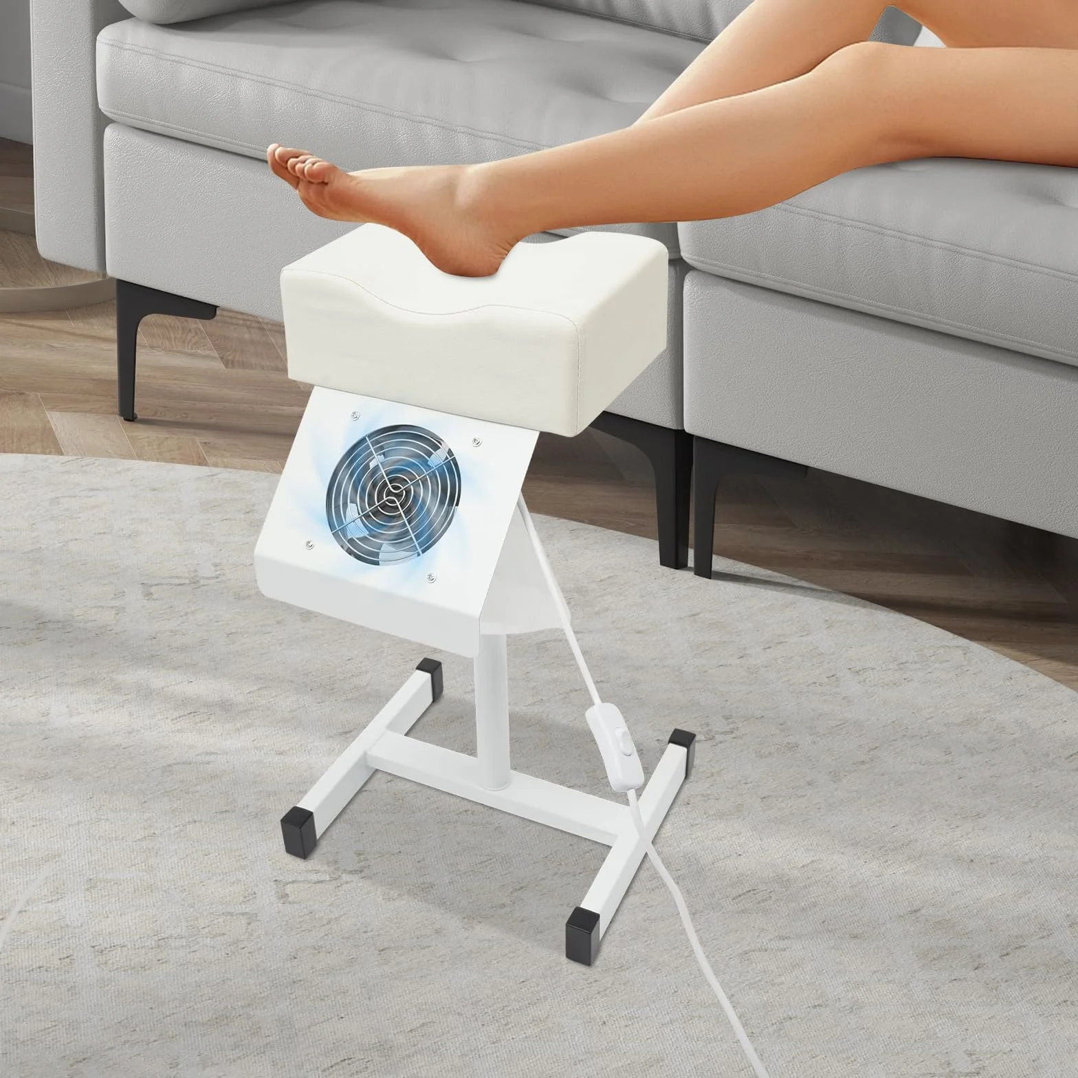 Pediküre-Sessel, Pediküre, Nagelstuhl, Massagesessel, Spa, für die Füße, verstellbar, mit Ventilator, Staubentfernung (weiß)