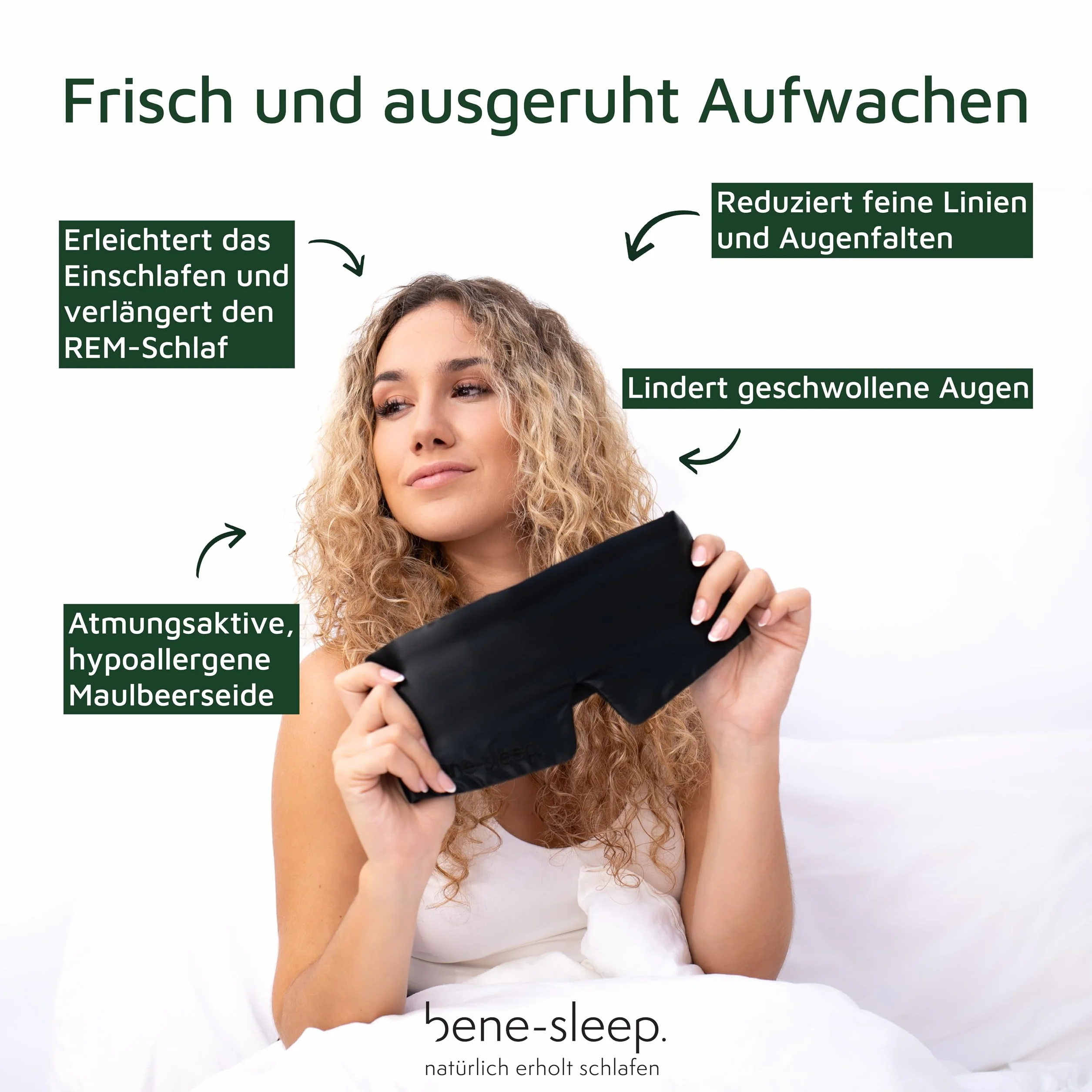 Premium Seidenschlafmaske – 100% lichtdicht – Weiche Polsterung – Hautfreundlich Augenbrille für erholsamen Schlaf – Für längeren REM-Schlaf und schnelleres Einschlafen (Schwarz)
