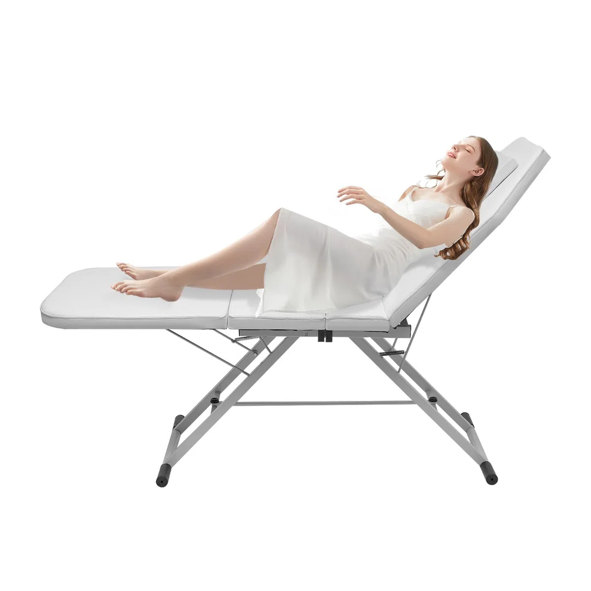 Mit 3 Zonen Klappbar Therapieliege Kosmetikstuhl Massageliege Massagebank Kosmetikliege Faltbarer Massagestuhl Bett PVC Salon SchöNheit Couch Tragbare Tattoo Spa Gesichtsbett Beauty (Weiß)