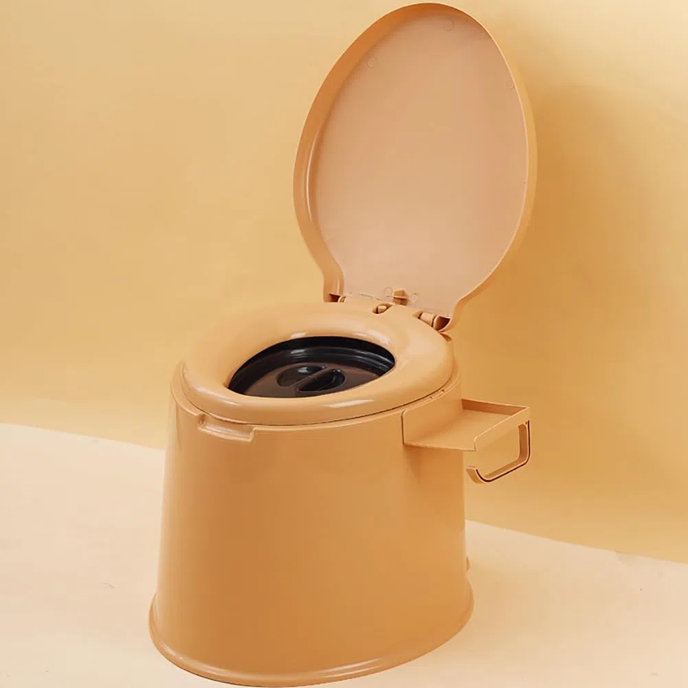 LXXLJHH Die Tragbare Toilette Für Erwachsene Mit Abnehmbarem Innerem Eimer Und Versiegelungsdeckel, Kompakte, Nicht Rutschende, Hoch Tragende Kommode, Alternative Zu Haustoiletten,Braun