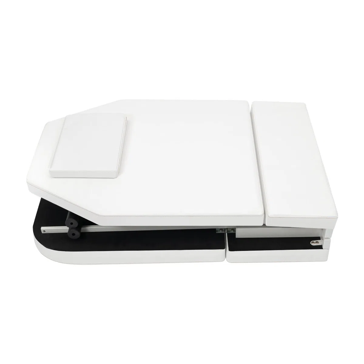 3 Zonen Mobile Klappbar Massageliege, 182 x 60 x 61CM Stahl 250KG Tragfähig Weiß Höhenverstellbar Massagetisch Kosmetikstuhl mit Kopfstütze PU Polster für Spa Salon Tattoo Schönheit
