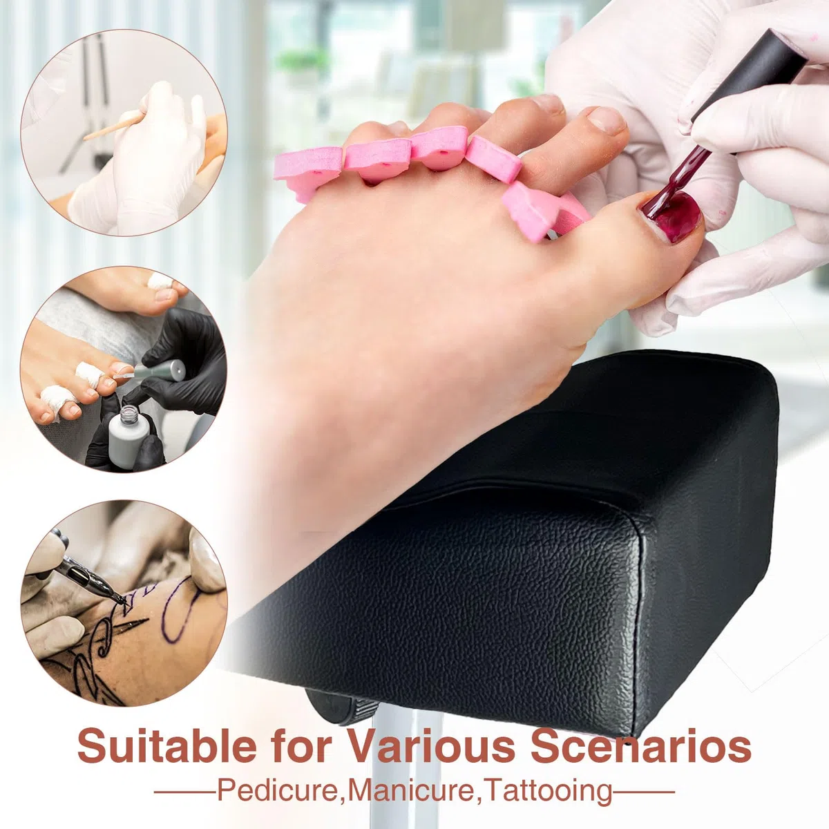 Pediküre Stuhl Hocker,Maniküre Fußpflege,Höhenverstellbarer Stuhl Beinstütze Fußpflege für Nagel Salon,Spa Massage,SchönheitssalonNagel,Schwarz