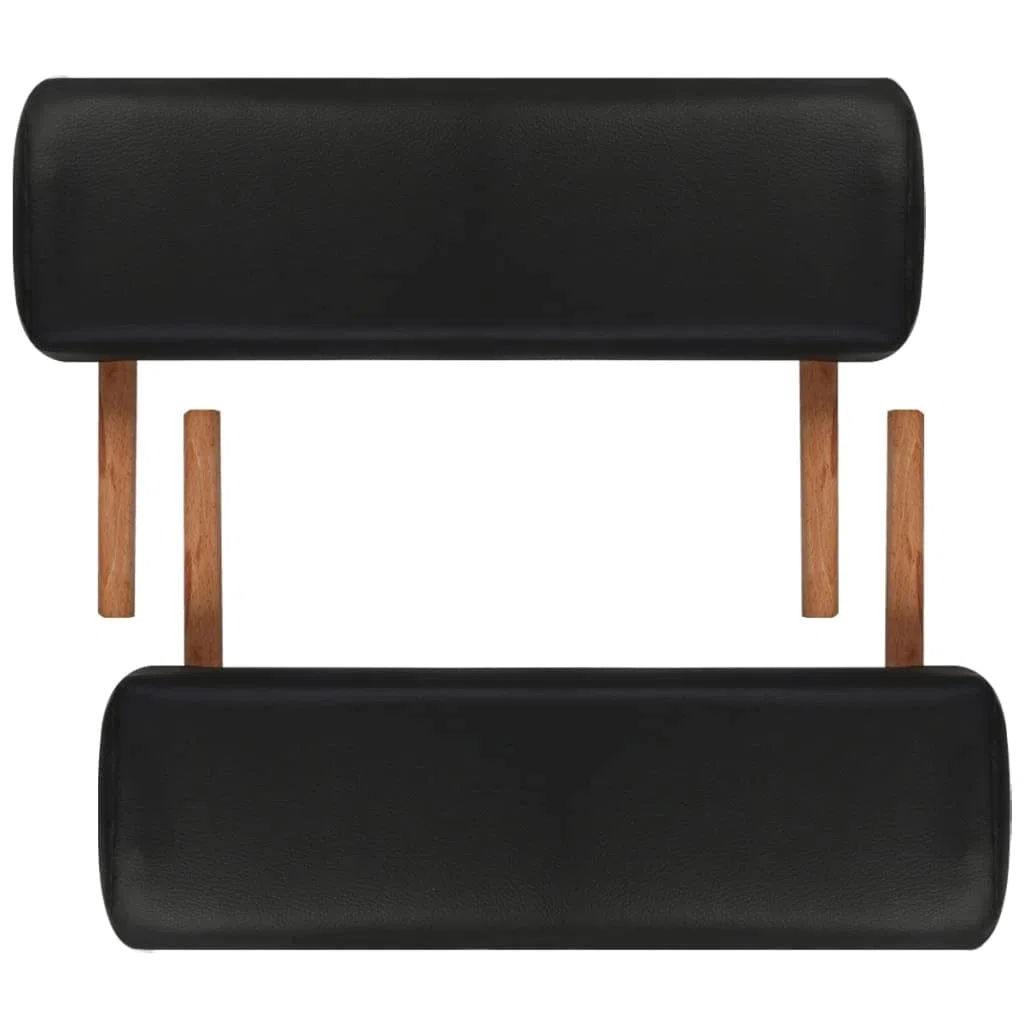 Massageliege klappbar 3-Zonen mit Holzgestell Schwarz 186x68 cm höhenverstellbar bis 82 cm mit Kopfteil Armauflage Tragetasche ergonomisch gepolstert für Praxis Salon Wellness