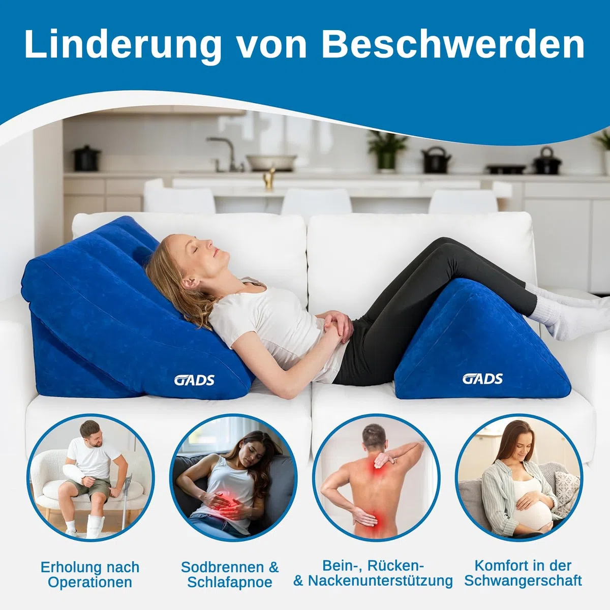 Aufblasbares Keilkissen-Set, Beinkissen für Bett und Reisen, kompakt mobil. | Leichtes Design für erhöhte Position, stabile Unterstützung, einfache Nutzung und platzsparende Lagerung nach Gebrauch daheim