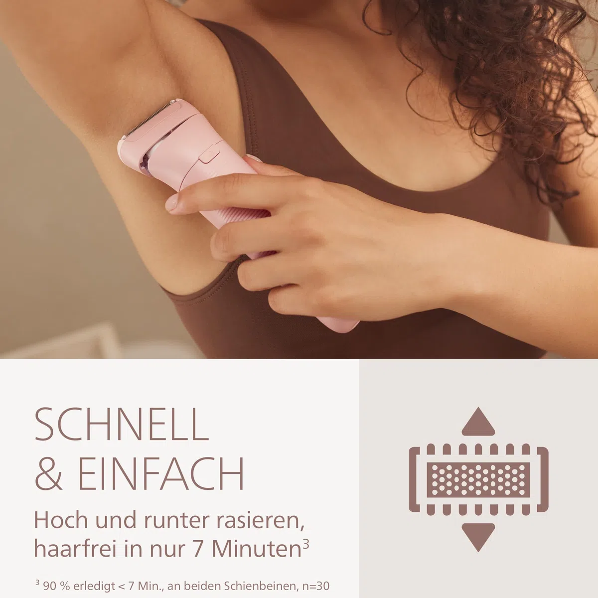 Philips Lady Shaver Series 8000 - kabelloser elektrischer Rasierer, nass und trocken, 3-Klingen-System, flexibler Scherkopf, LED-Licht, für Beine und Körper, 100 Min. Laufzeit, Modell BRL129/00