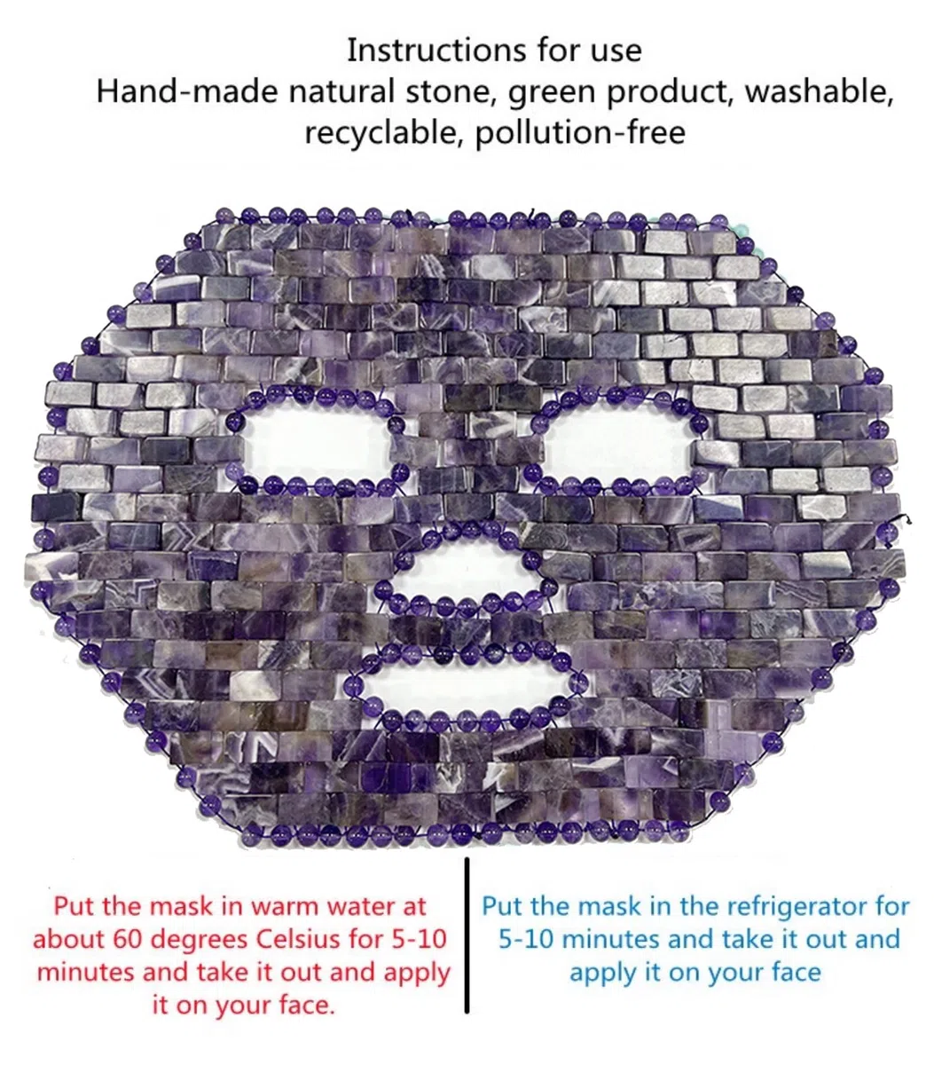Rosenquarz-maske Amethyst gesichtsmaske mit Jade blume roller Gua Sha-set für Spa-hautpflege-werkzeug Kältetherapie Schönheitswerkzeug Zur Linderung von Gesichts ( Color : Purple , Size : 1 PCS )