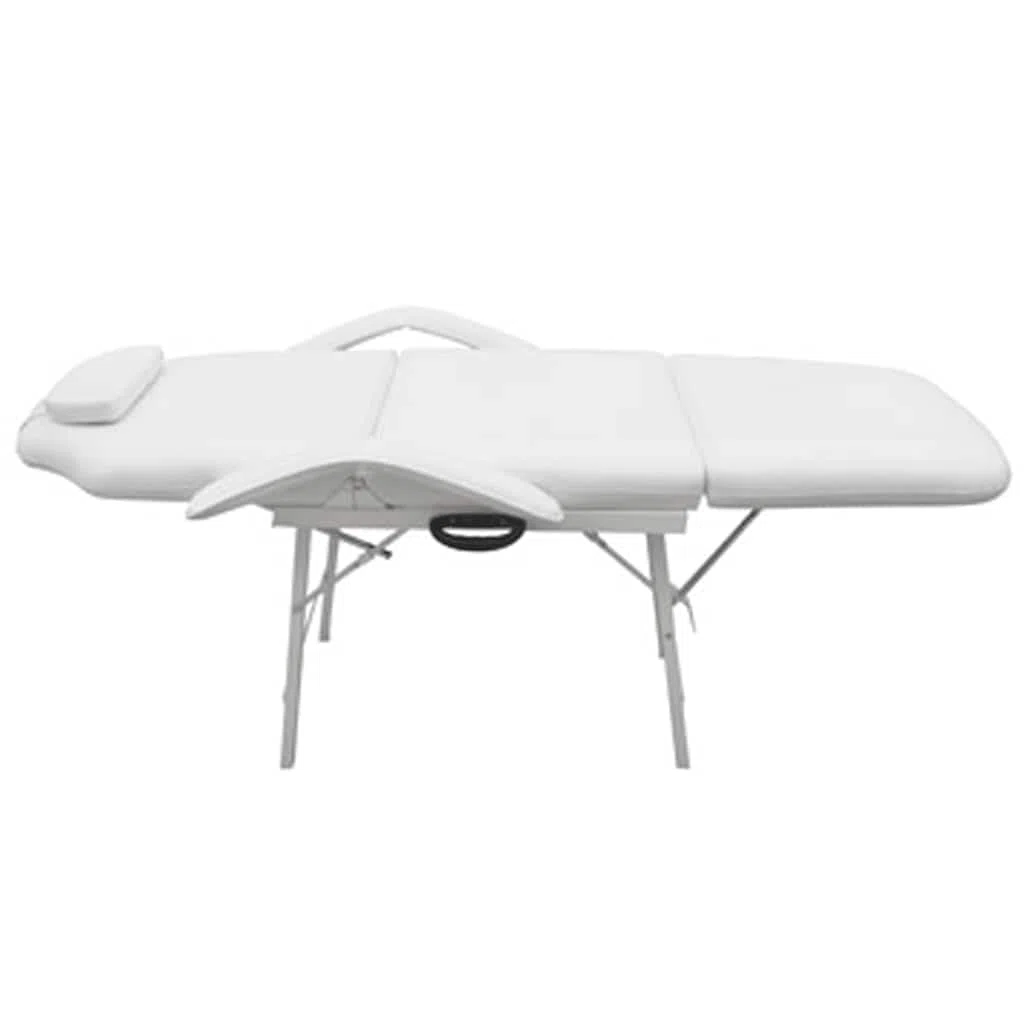 Verstellbare Kosmetikliege Weiß Kunstleder, klappbarer Behandlungsstuhl mit Tragetasche, Rückenlehne und Fußstütze verstellbar, für Kosmetik Massage Wellness Spa 186 cm