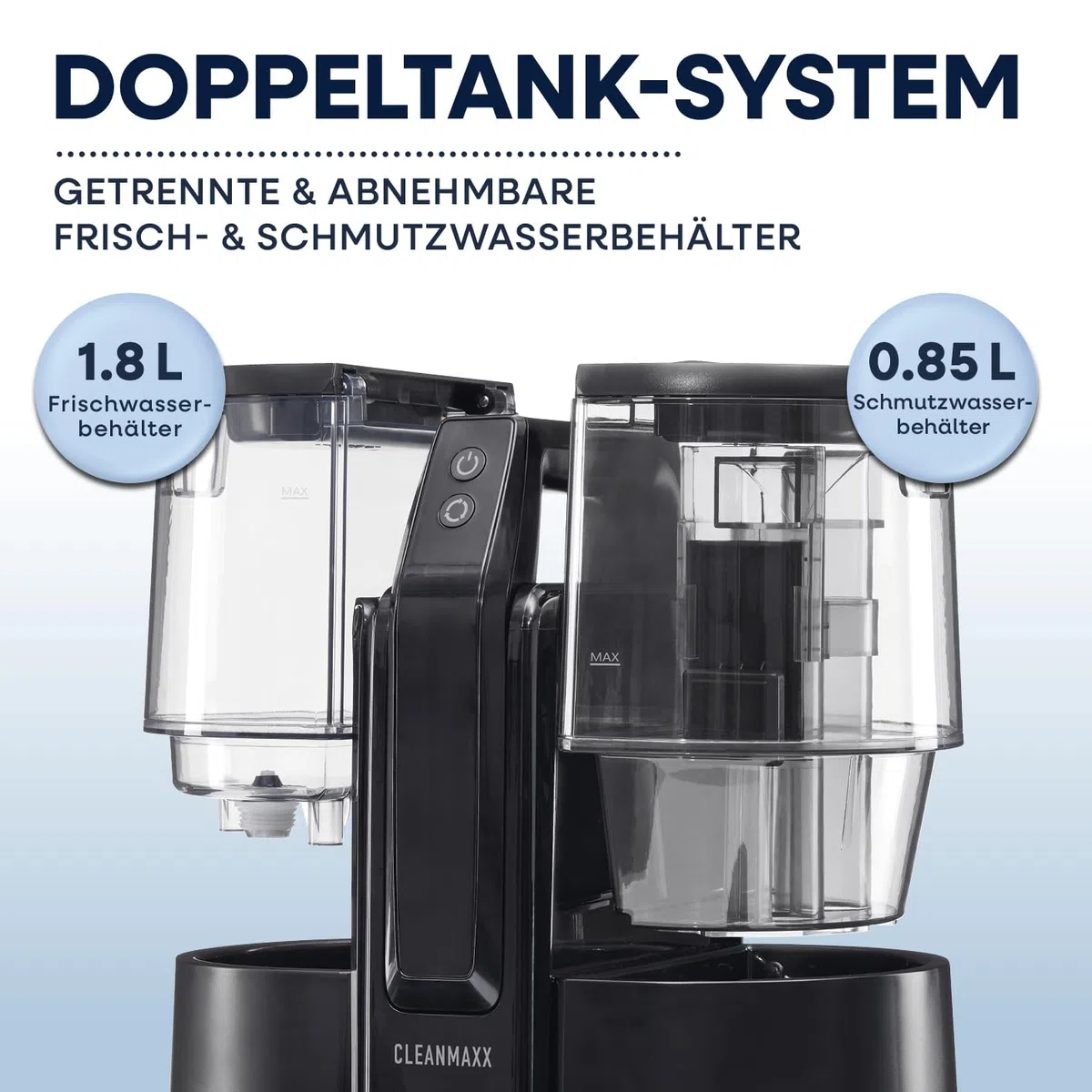 CLEANmaxx Akku Polster- & Teppichreiniger Pro | kompakter Waschsauger zur effektiven Nassreinigung | Nass Trockensauger & Polsterreiniger Gerät in einem | Nasssauger für Camping, Reise, Auto & Garten