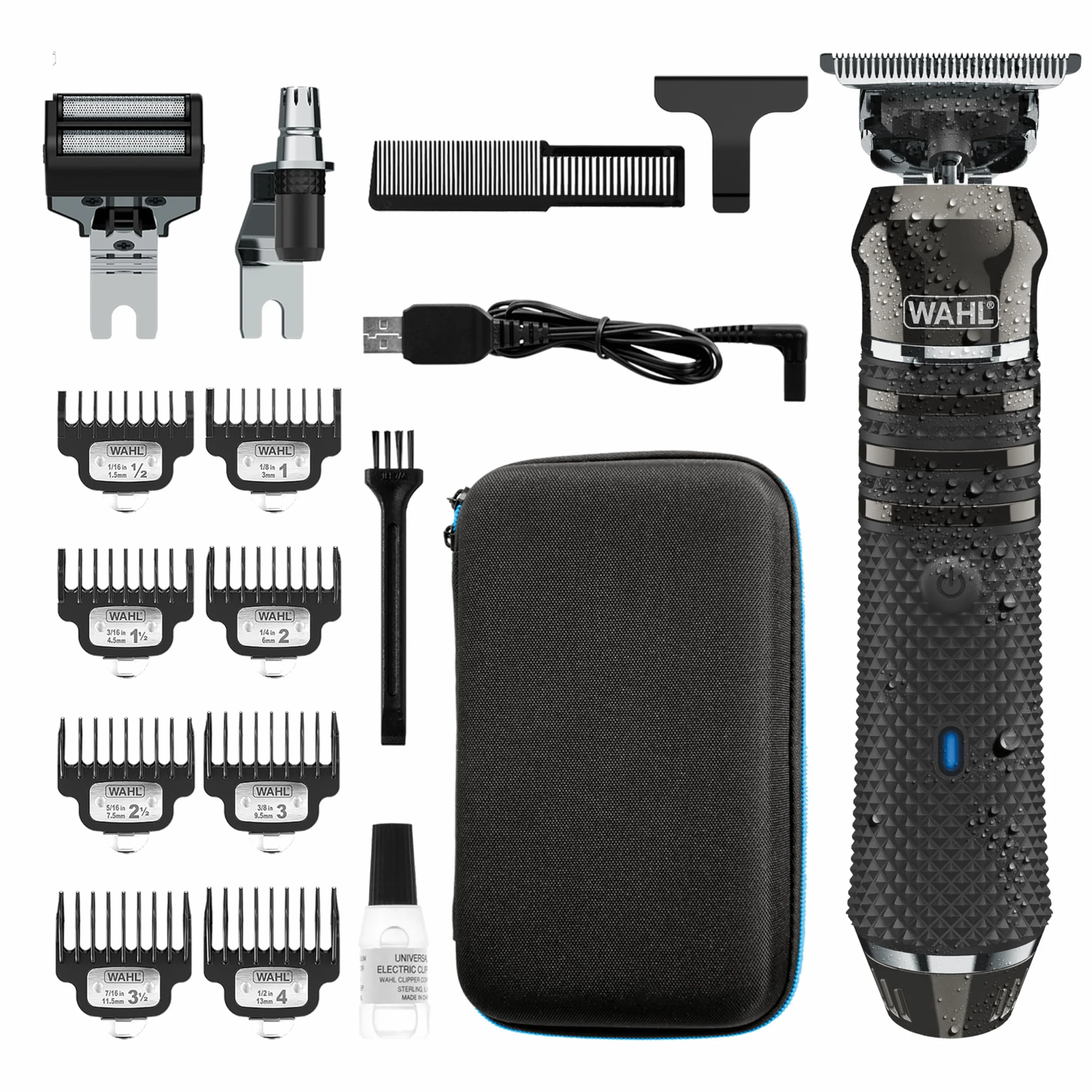 Wahl Pro Series High Visibility Trimmer, dicht schneidender Schneidsatz, Lithium-Ion, völlig abwaschbar Barttrimmer, Grooming Kit, austauschbare Köpfe, kabellos, dicht schneidend