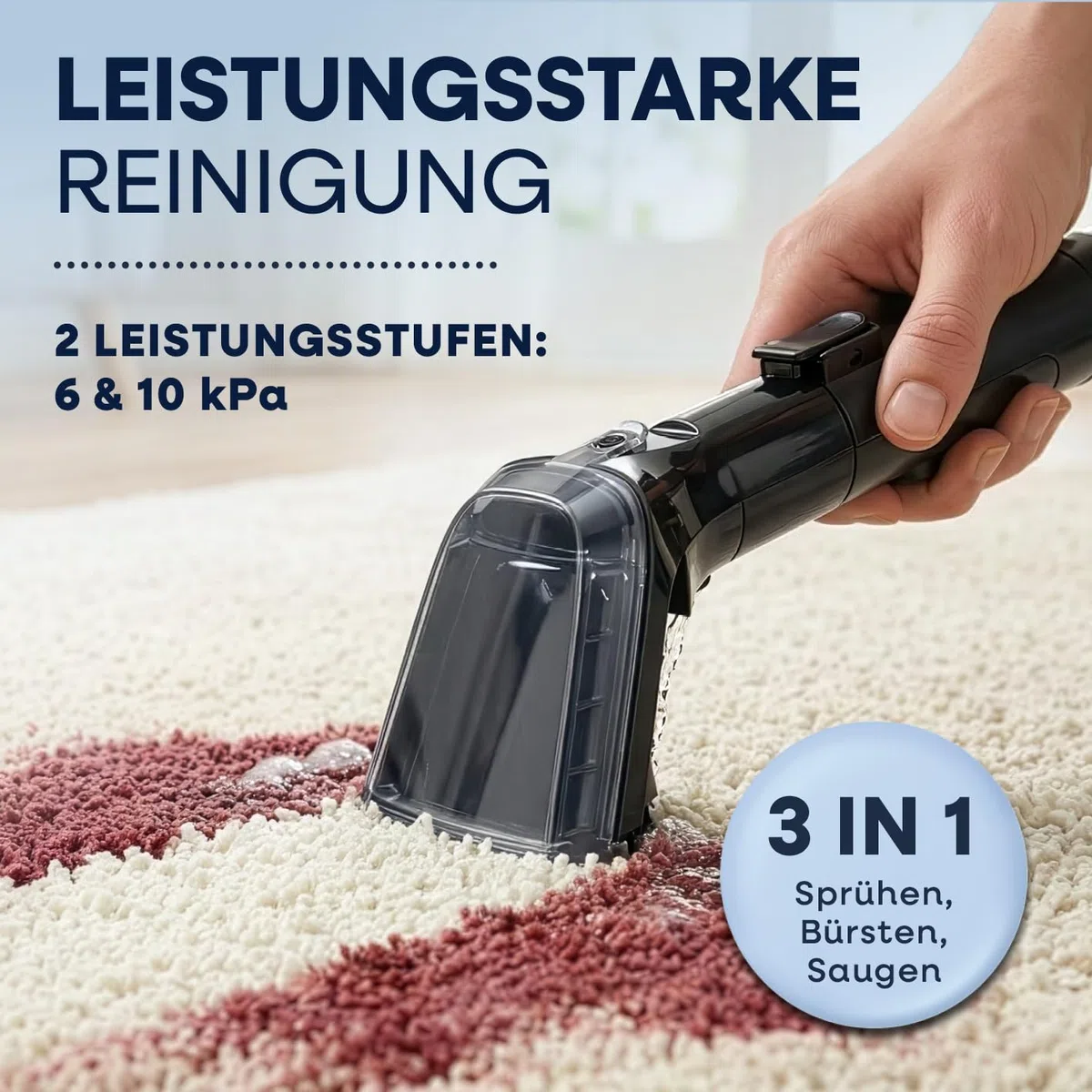 CLEANmaxx Akku Polster- & Teppichreiniger Pro | kompakter Waschsauger zur effektiven Nassreinigung | Nass Trockensauger & Polsterreiniger Gerät in einem | Nasssauger für Camping, Reise, Auto & Garten