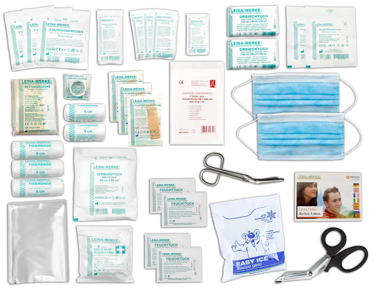 Erste-Hilfe-Koffer GASTRO für Betriebe nach aktueller DIN/EN 13157 inkl. Augenspülung + Brandgel + detektierbare Pflaster + Hydrogelverbände