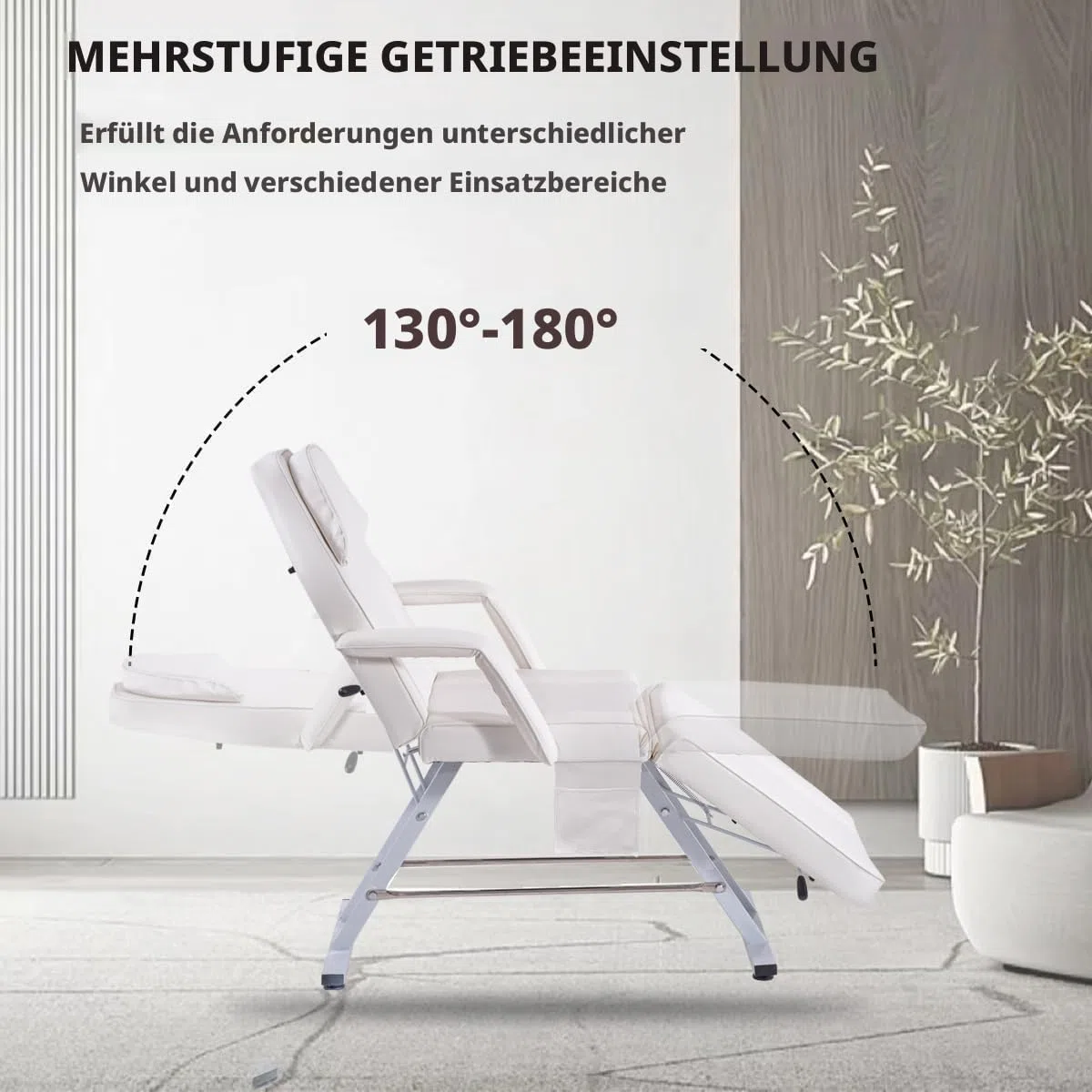 Verstellbares Schönheitsbett/Stuhl 3 Klappbetten Professionelle Tattoo Liegestühl SPA Bett Mit Abnehmbarer Kopfstütze Liege für Kosmetikstudio, Tattoo & Spa (Weiß)