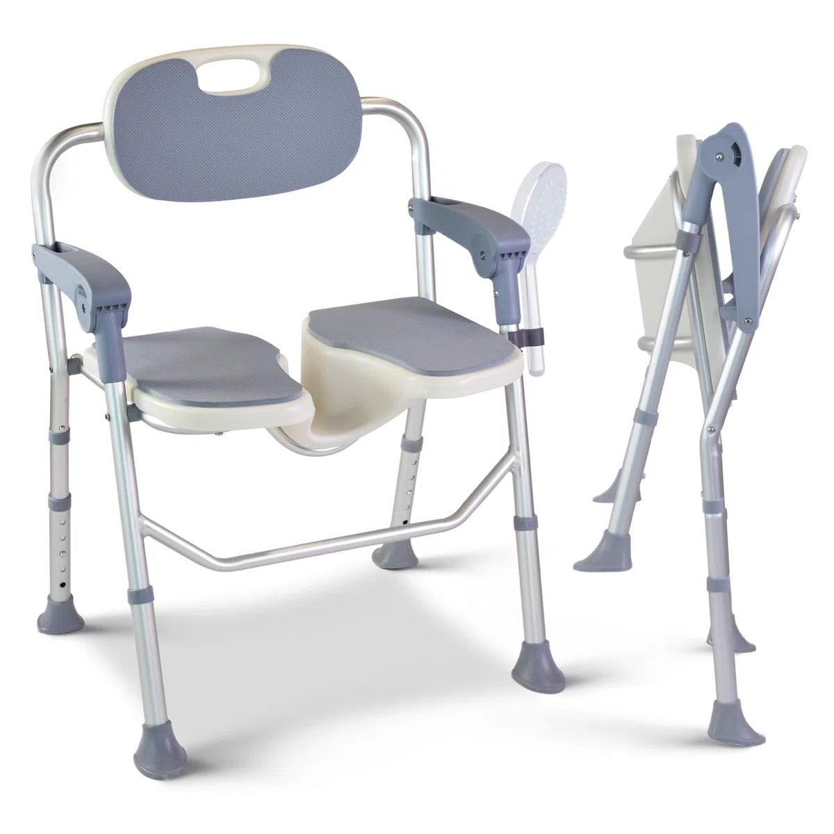Duschstuhl, U-Form, verstellbarer Duschsitz mit rutschfesten Füßen, ideal für ältere Menschen, Senioren und Schwangere, robustes Design