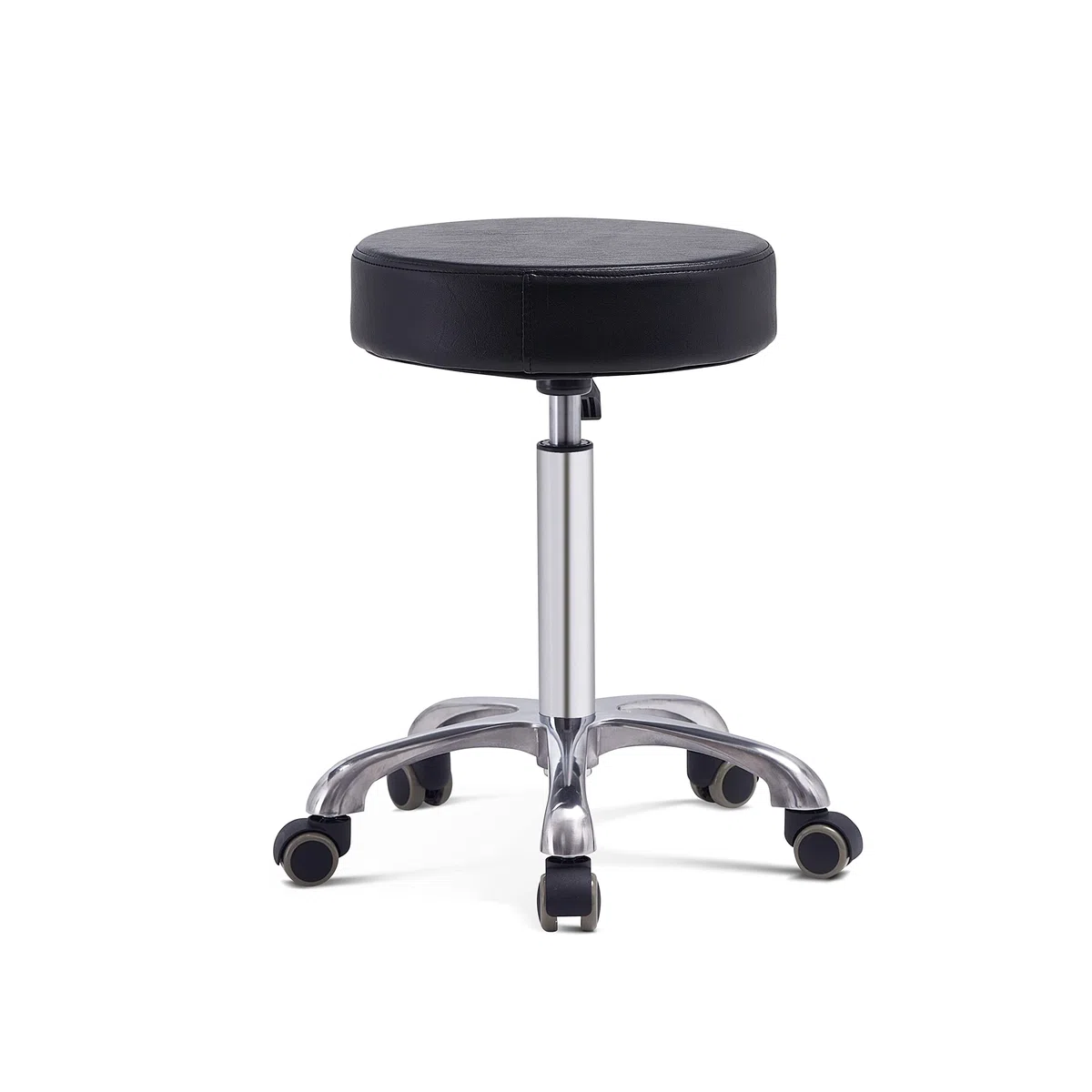 Grace&Grace Höhenverstellbar Rollhocker Drehhocker Mit Rollen Arbeitshocker Massagehocker Medizinischer Stuhl Drehstuhl Bürohocker Sitzhocker Kücheocker (No Backrest with Casters-Classic Flat, Black)