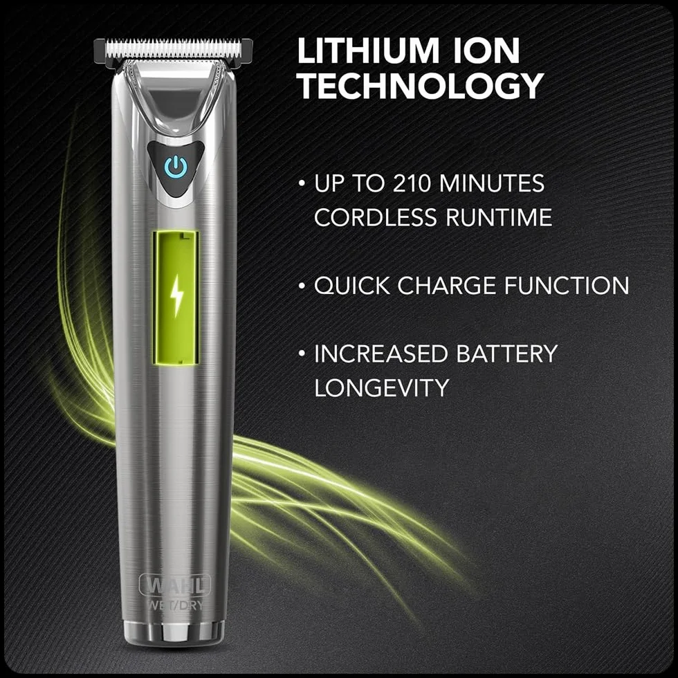 WAHL Washable Stainless Steel Multigroomer, Bart- und Stoppeltrimmer für Männer, Haarschneider für zu Hause, Nasen-Ohren-Trimmer, Herrenpflege-Set, Vollständig Abwaschbar, kabellos