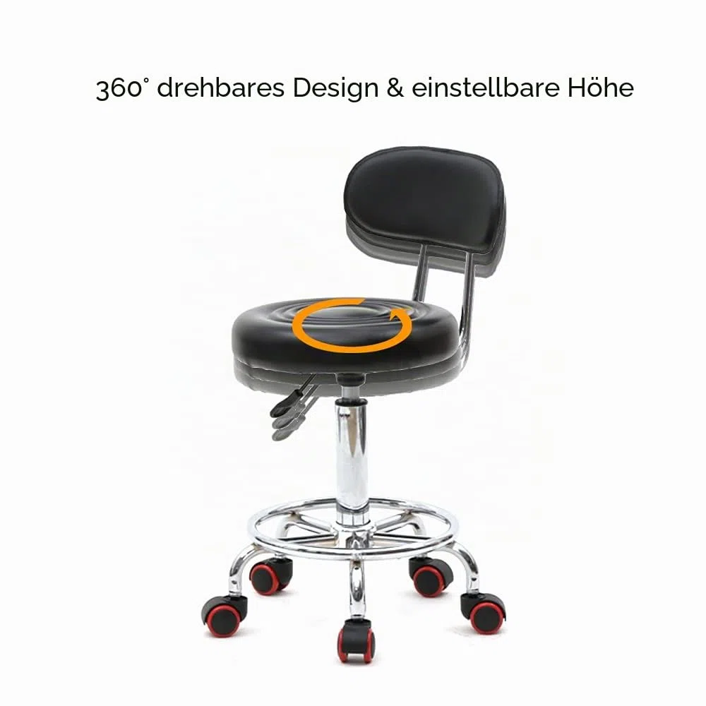 Alightup Bürohocker mit Rollen, professioneller Drehstuhl mit Rückenlehne, 360-Grad-drehbar und höhenverstellbar – für Massagesalon, Küche, Büro, Klinik, Pub, Näharbeiten, Malerarbeiten, Klavierspiel