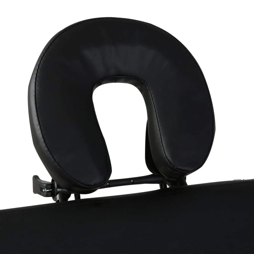 Massageliege klappbar 3-Zonen mit Holzgestell, Höhenverstellbare Mobile Kosmetikliege mit Tragetasche, Professionelle Massagebank für Wellness und Physiotherapie, 186x68cm Schwarz